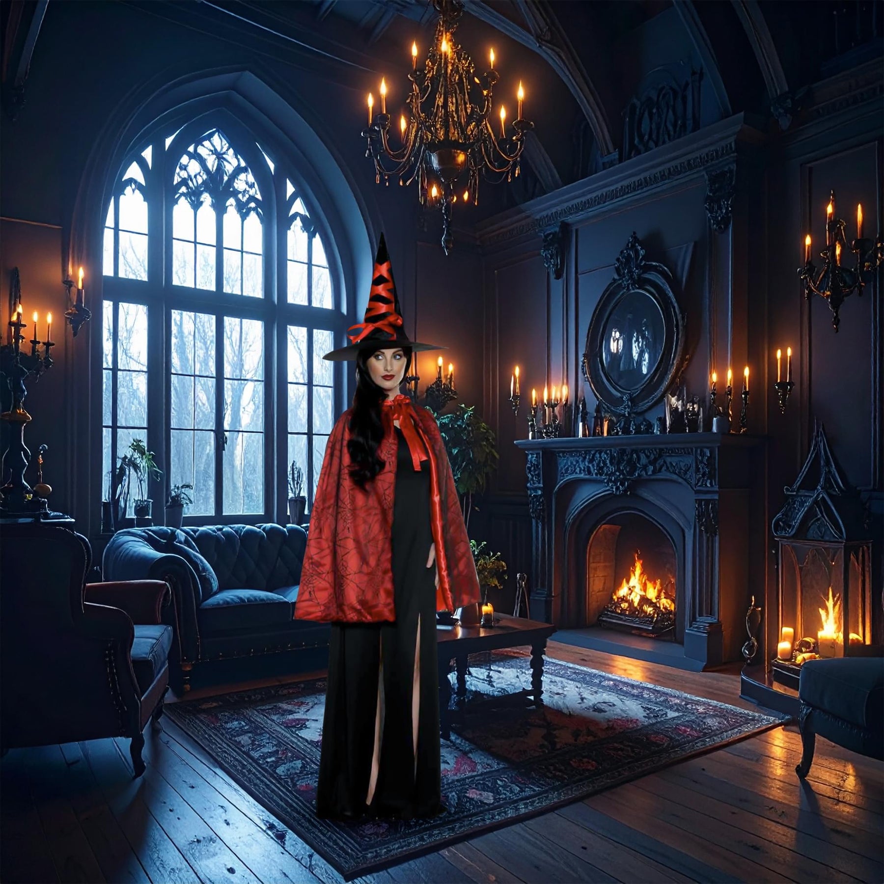 Red Witch Cape and Hat Adult Costume Set | Standard