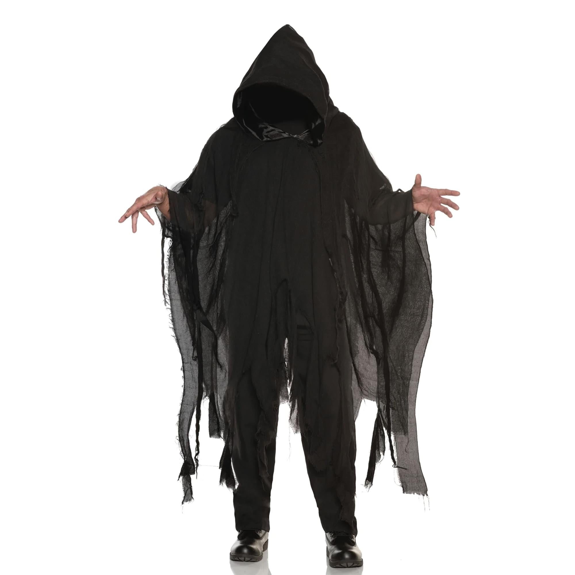 Black Shredded Phantom Adult Hooded Costume Cape | Standard
