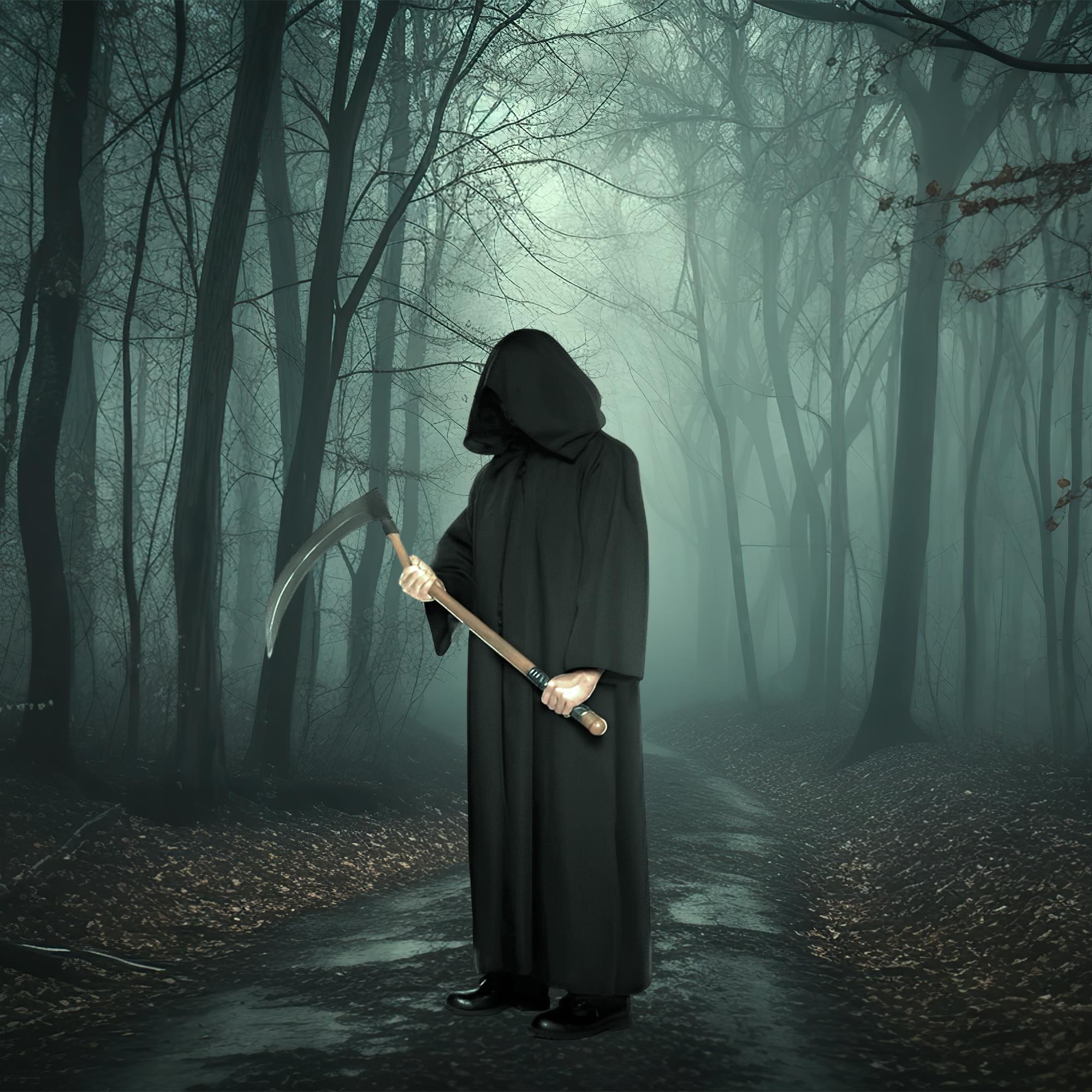 Black Hooded Horror Cloak Adult Costume