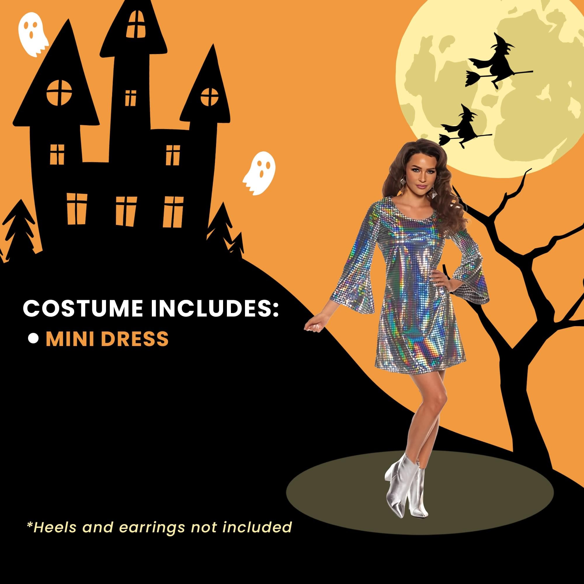 70s Hologram Adult Costume Mini Dress