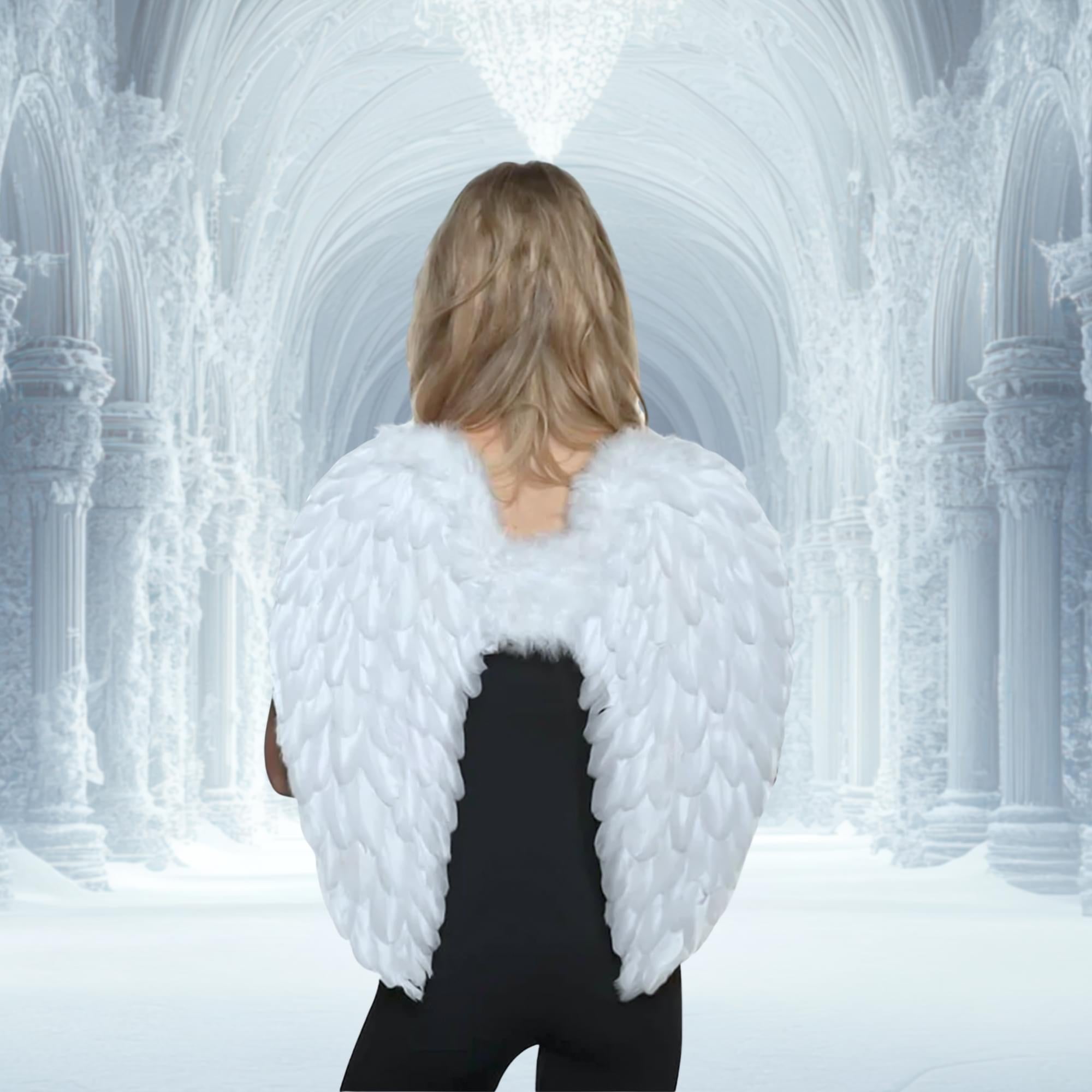 White Fluffy Feather Angel Adult Costume Wings