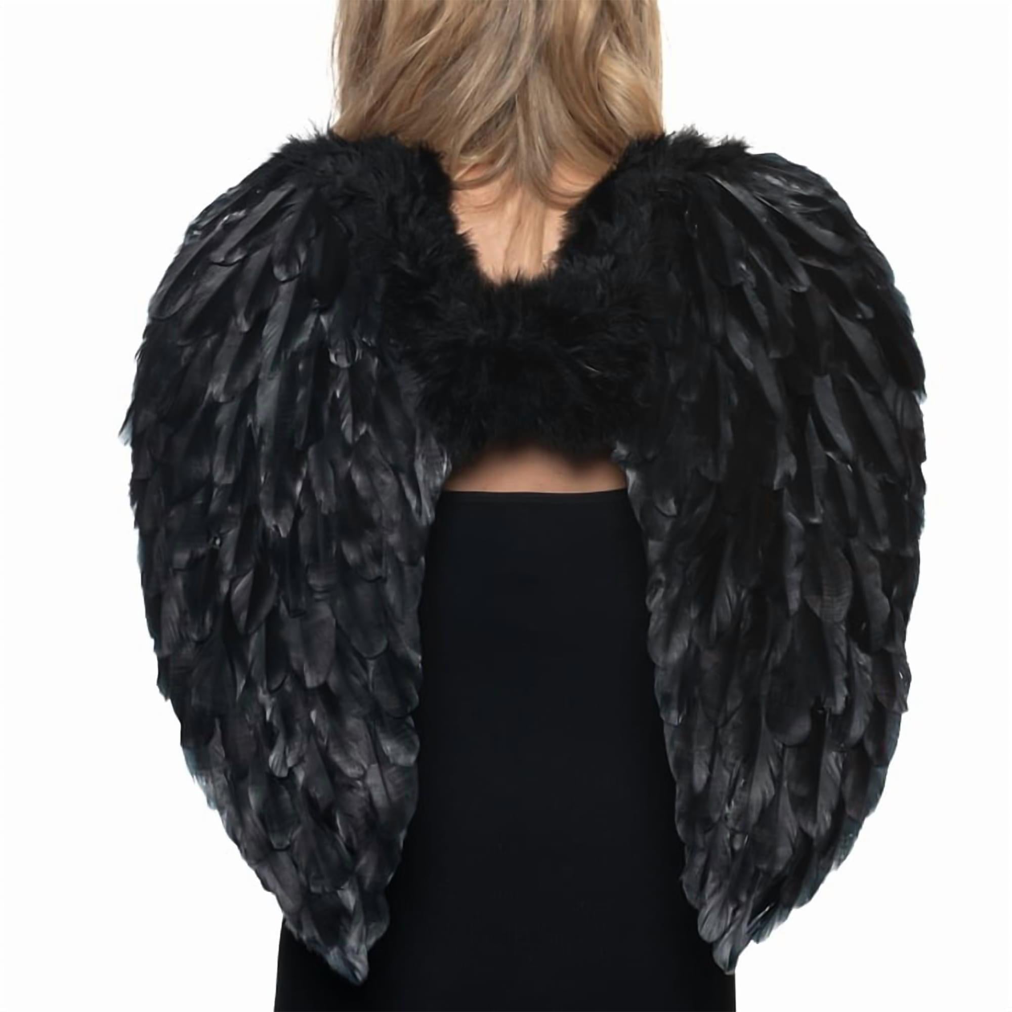 Black Fluffy Feather Angel Adult Costume Wings