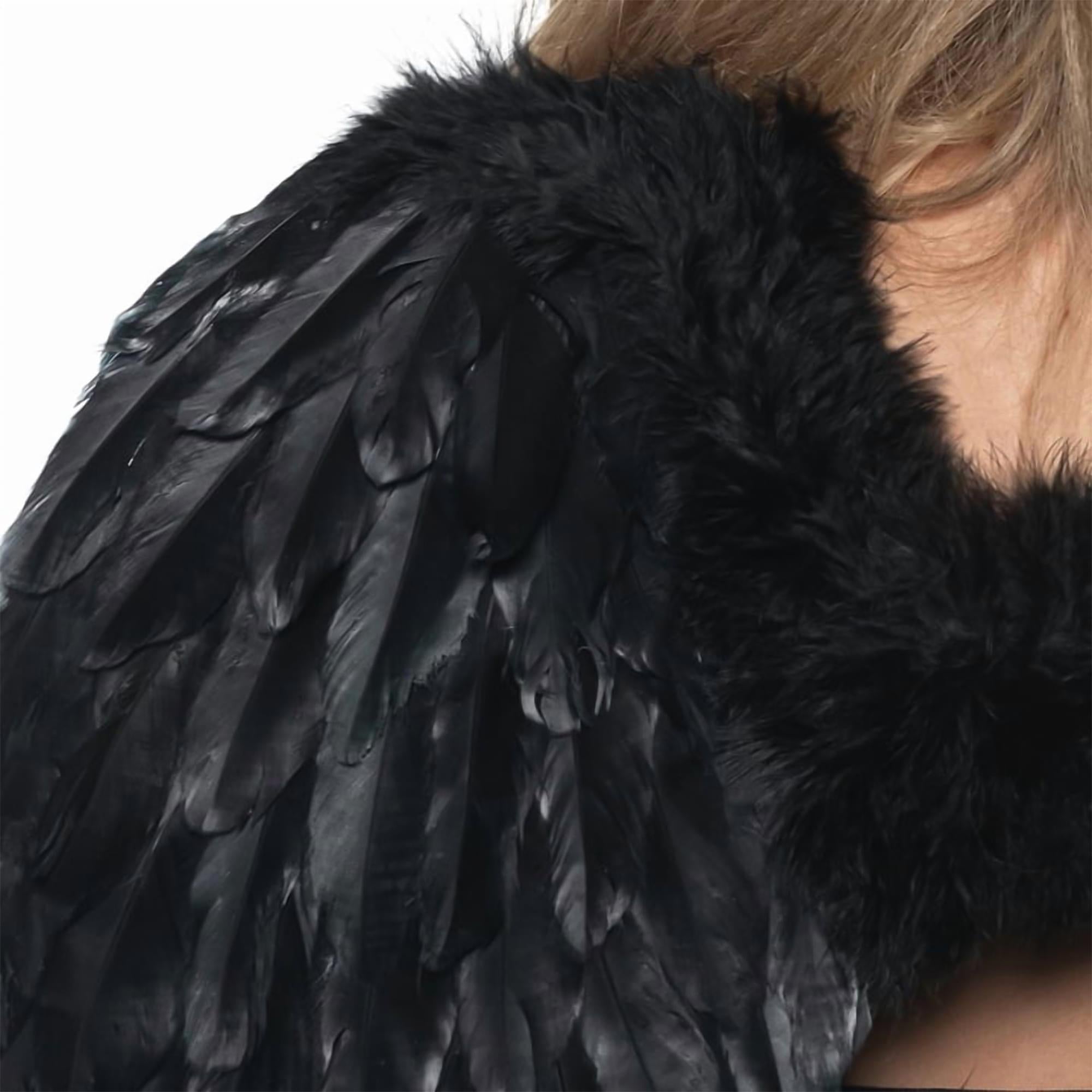Black Fluffy Feather Angel Adult Costume Wings