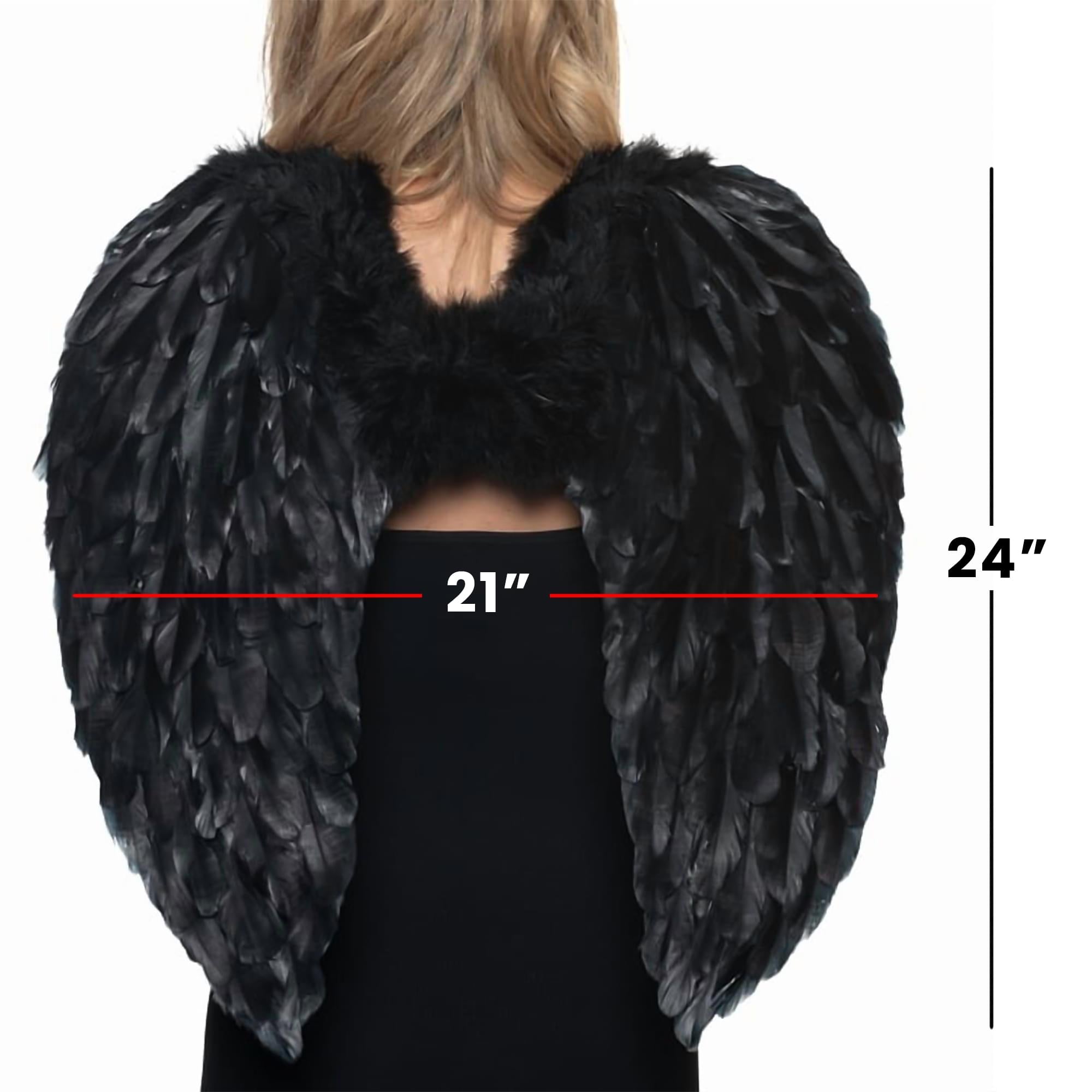 Black Fluffy Feather Angel Adult Costume Wings