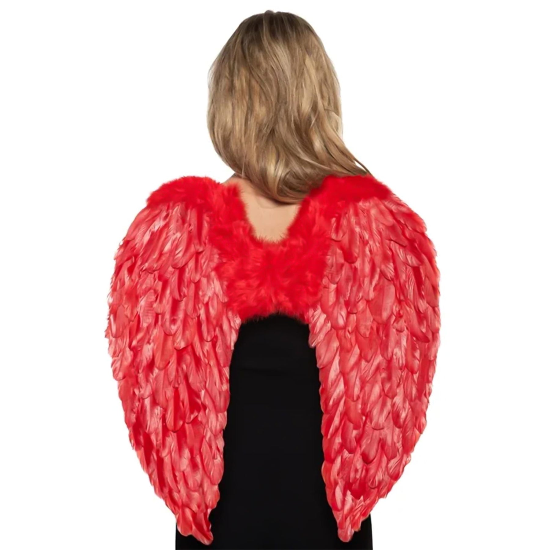 Red Fluffy Feather Angel Adult Costume Wings
