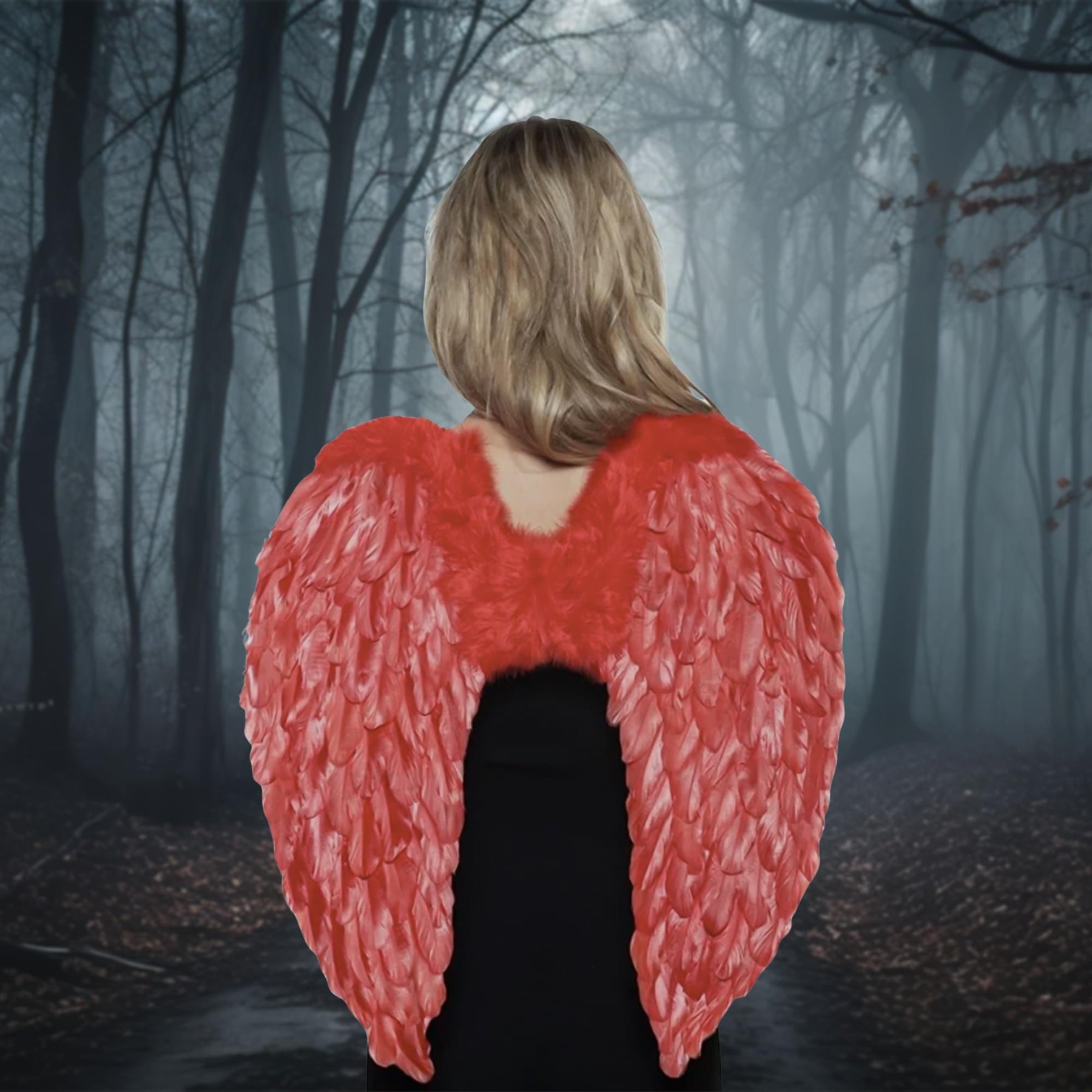 Red Fluffy Feather Angel Adult Costume Wings