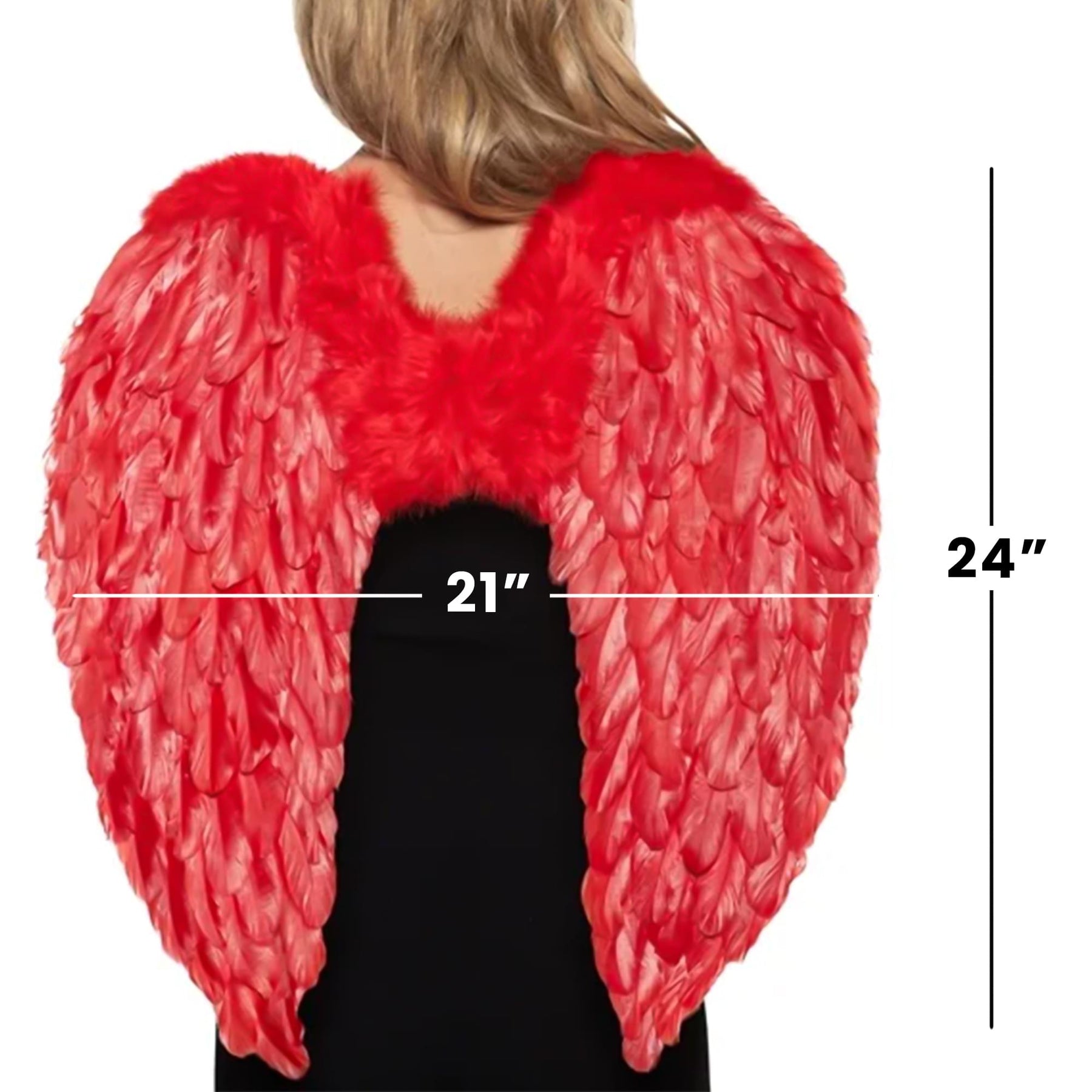 Red Fluffy Feather Angel Adult Costume Wings