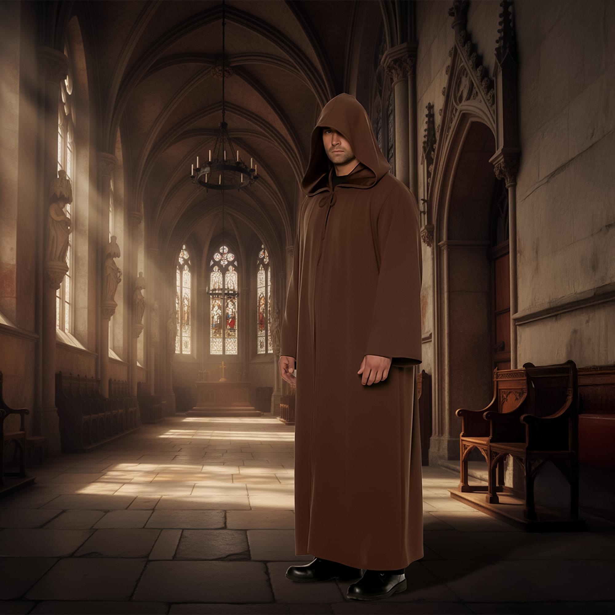 Brown Hooded Cloak Adult Costume