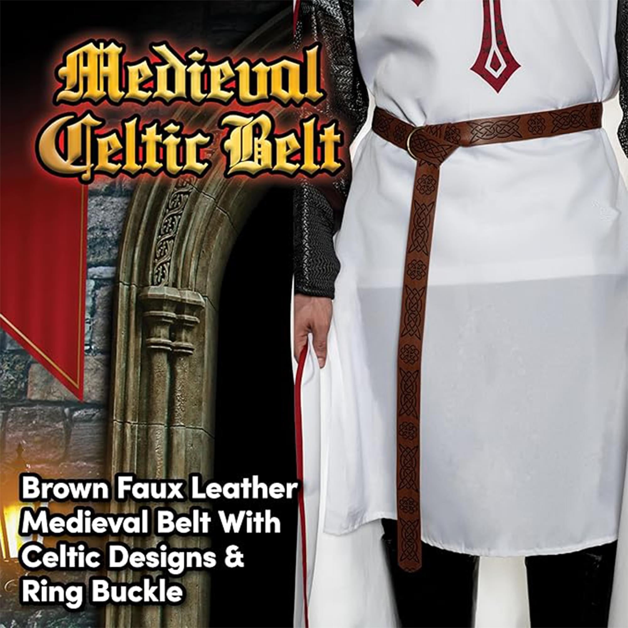 Celtic Medieval Brown Faux Leather Belt Adult Costume Accessory