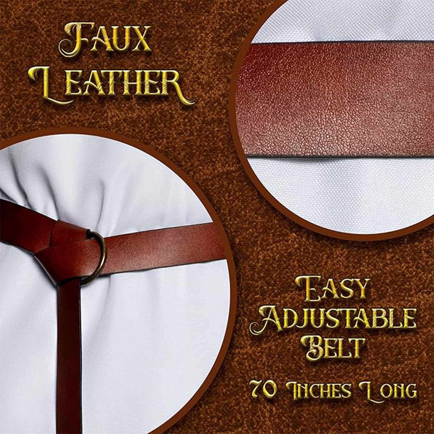 Medieval Brown Faux Leather Belt Adult Costume Accessory