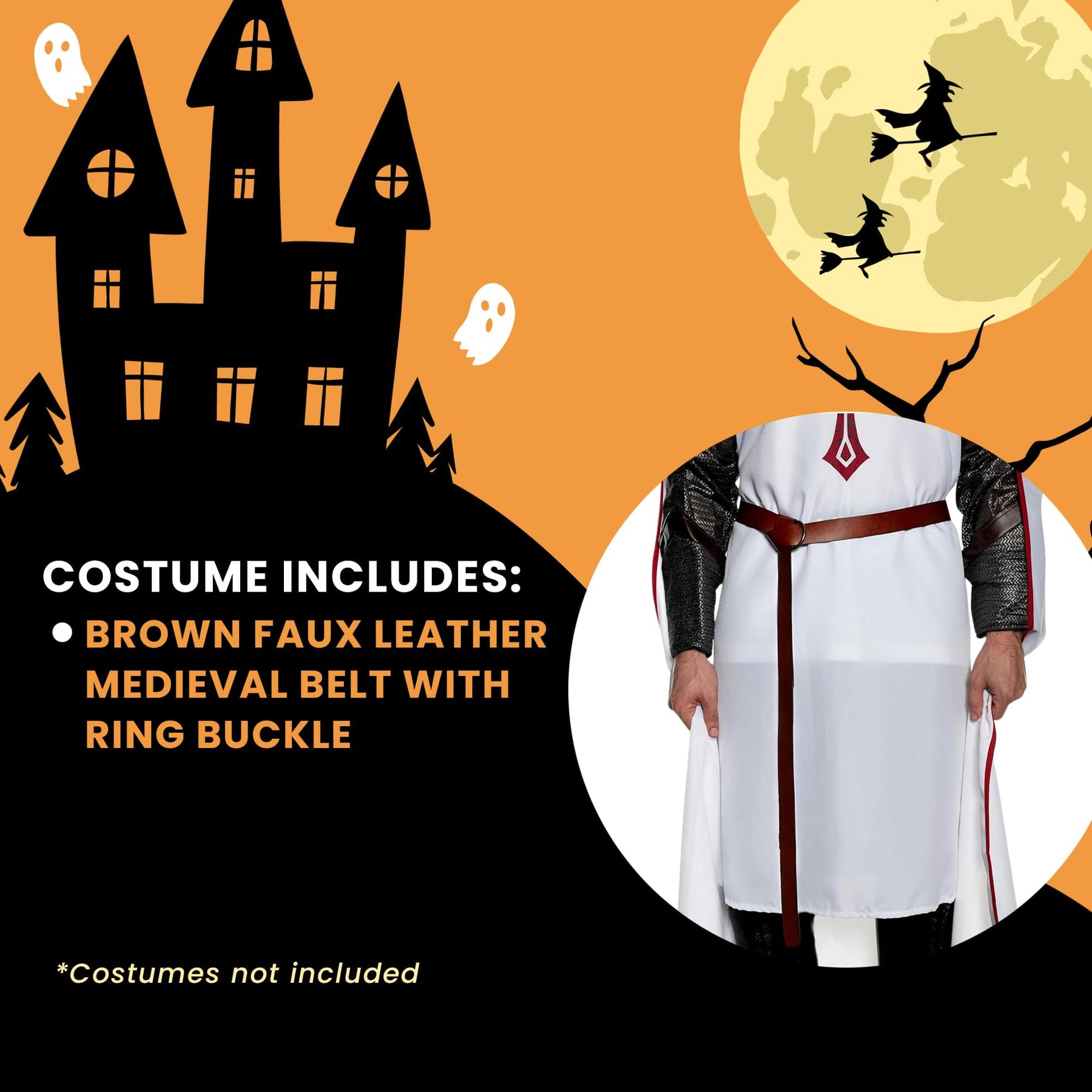 Medieval Brown Faux Leather Belt Adult Costume Accessory