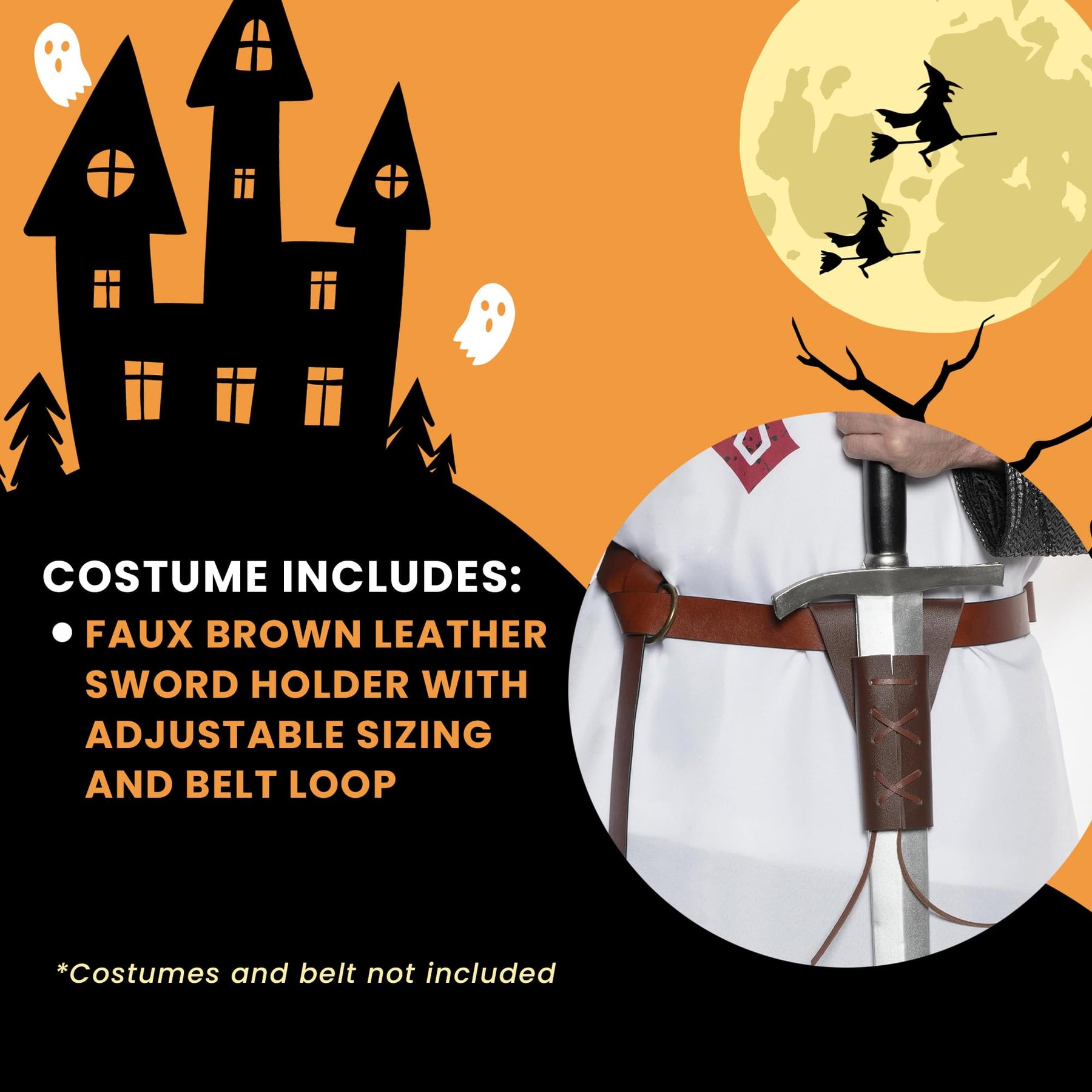 Brown Faux Leather Sword Sheath Adult Costume Accessory