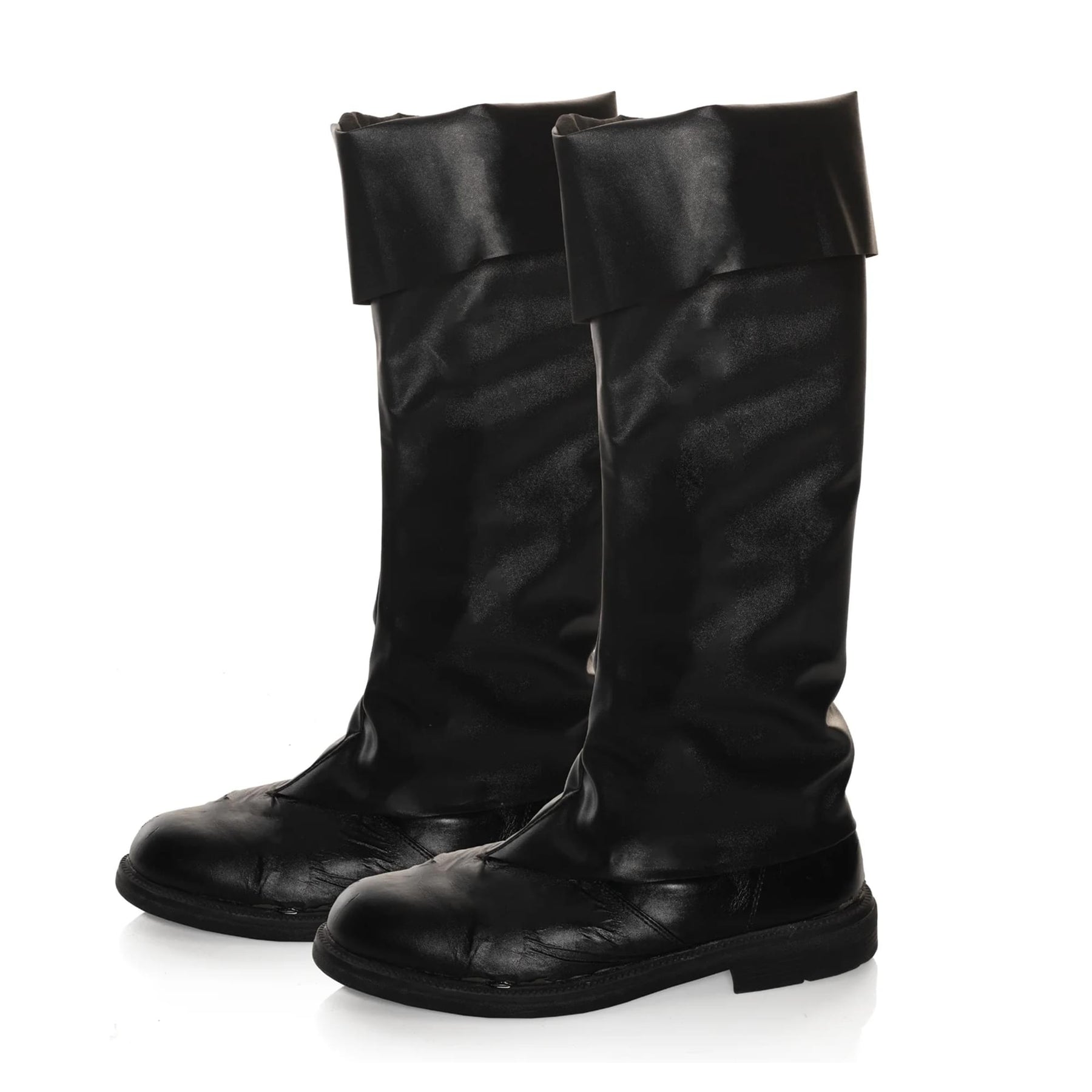 Black Faux Leather Adult Costume Boot Top Covers