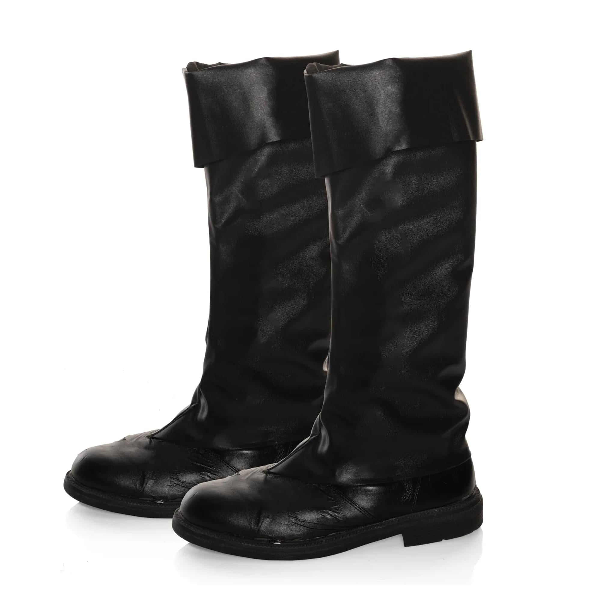Black Faux Leather Adult Costume Boot Top Covers