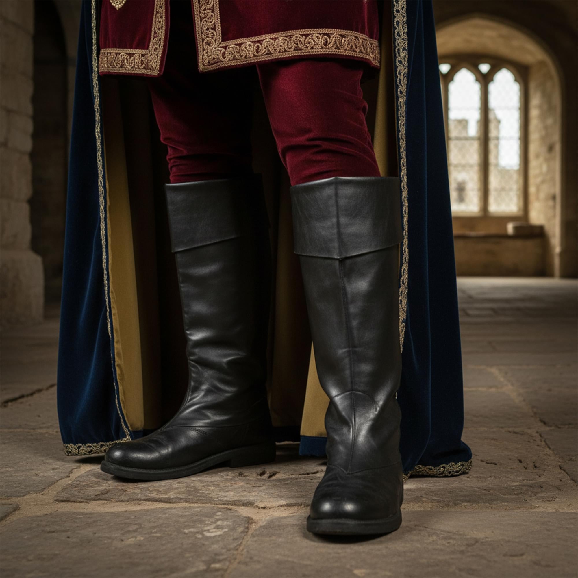 Black Faux Leather Adult Costume Boot Top Covers