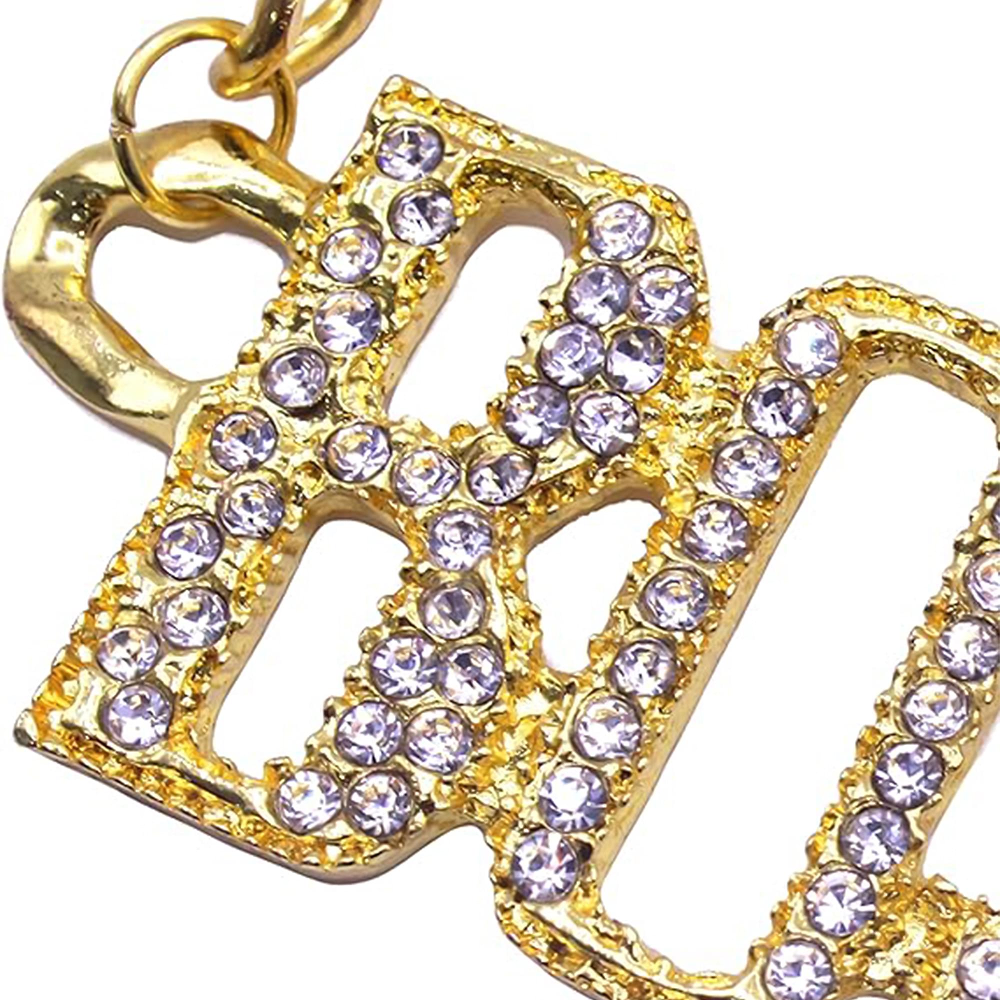 Gold Rhinestone Studded Boss Adult Costume Necklace