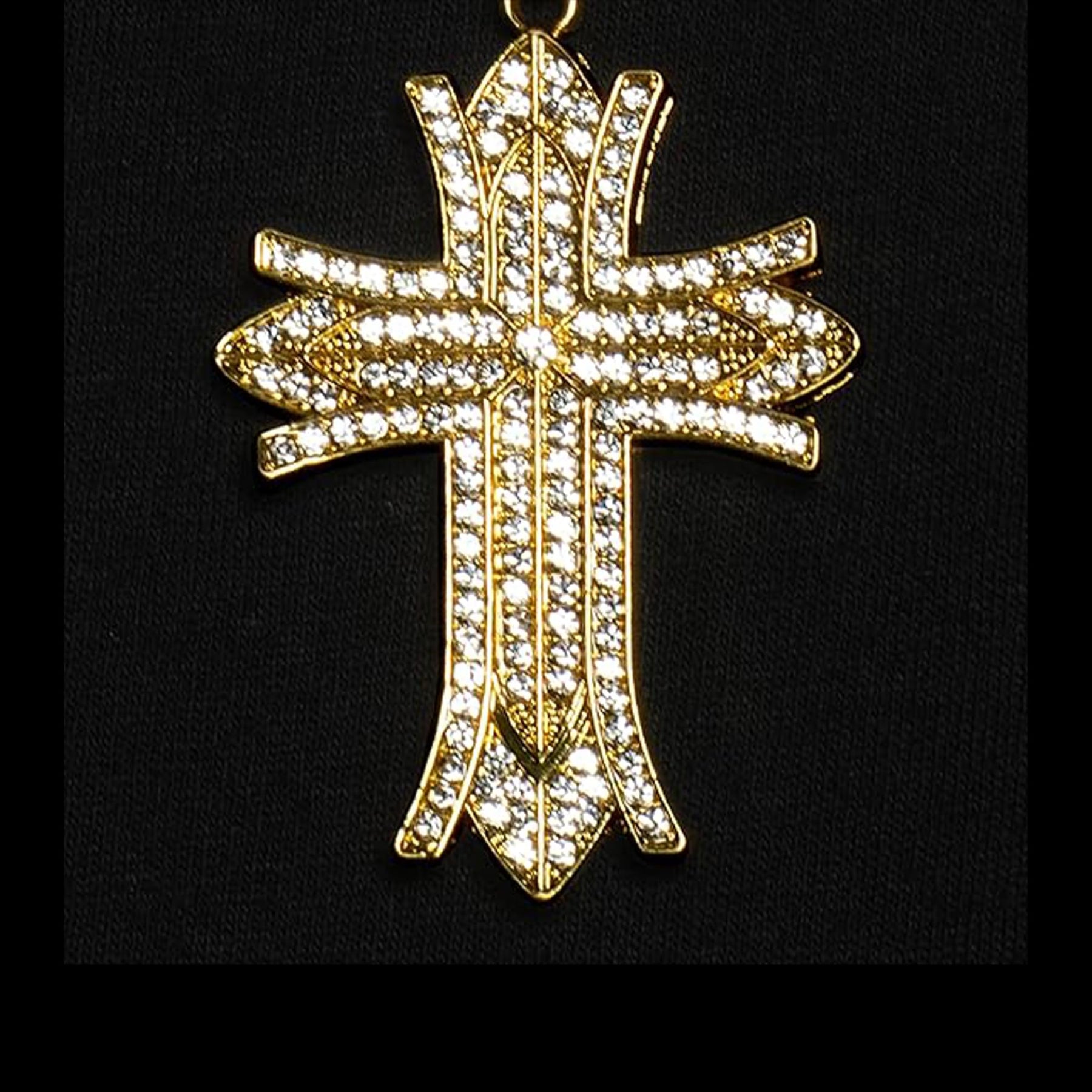 Gold Rhinestone Cross Necklace Adult Costume Accessory