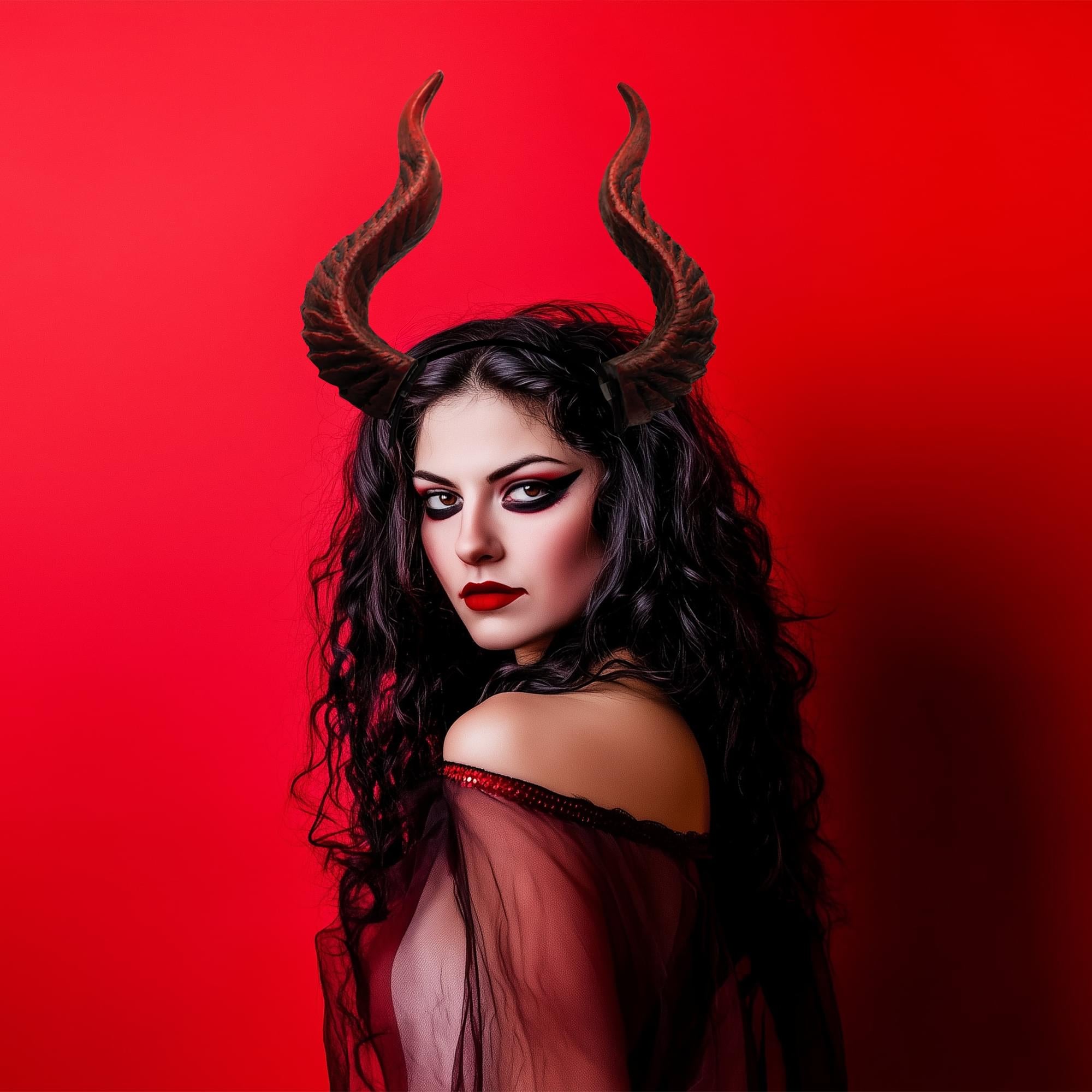 Red Devil Horns Foam Adult Costume Headband