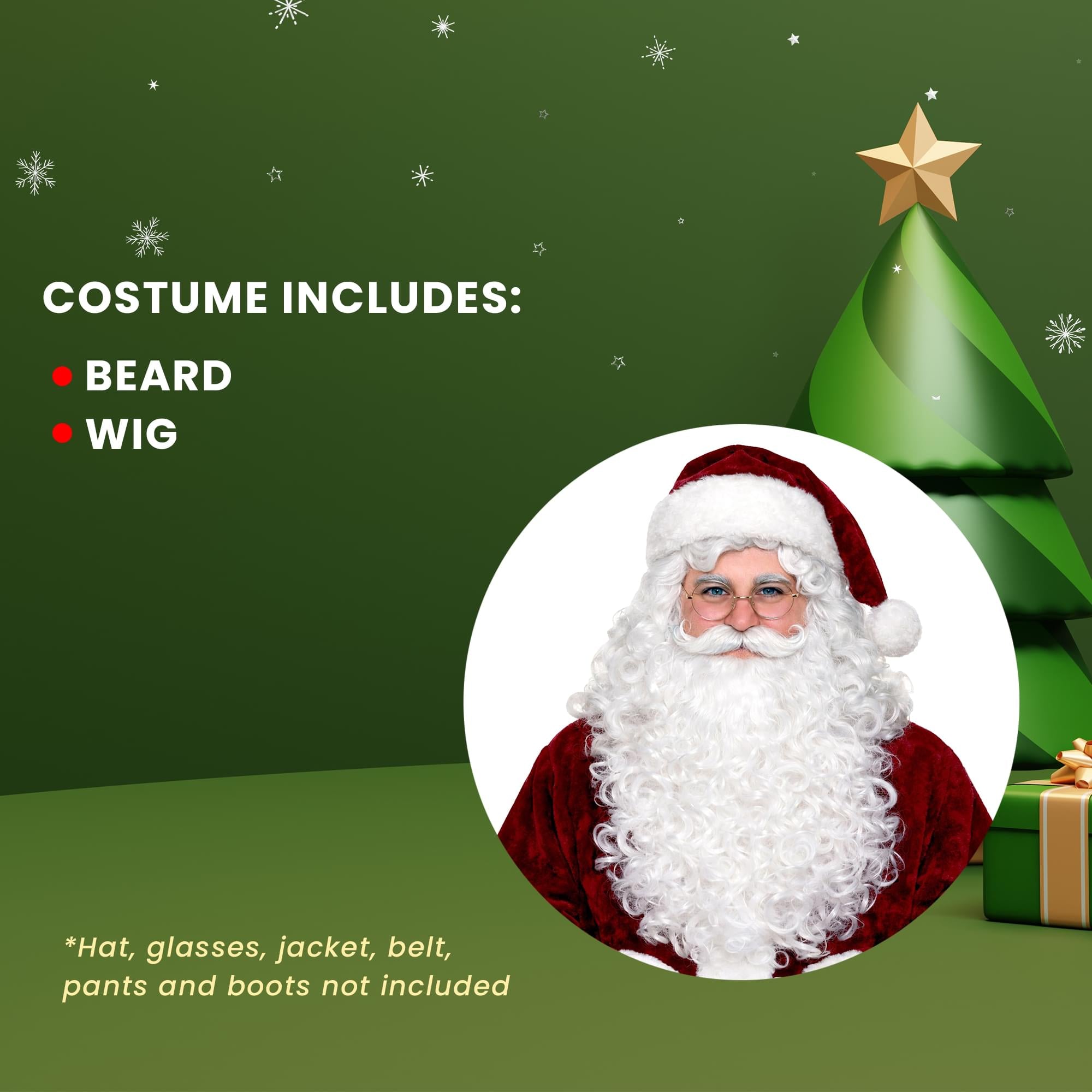 Santa Beard and Wig Set Adult Costume Accessory | One Size