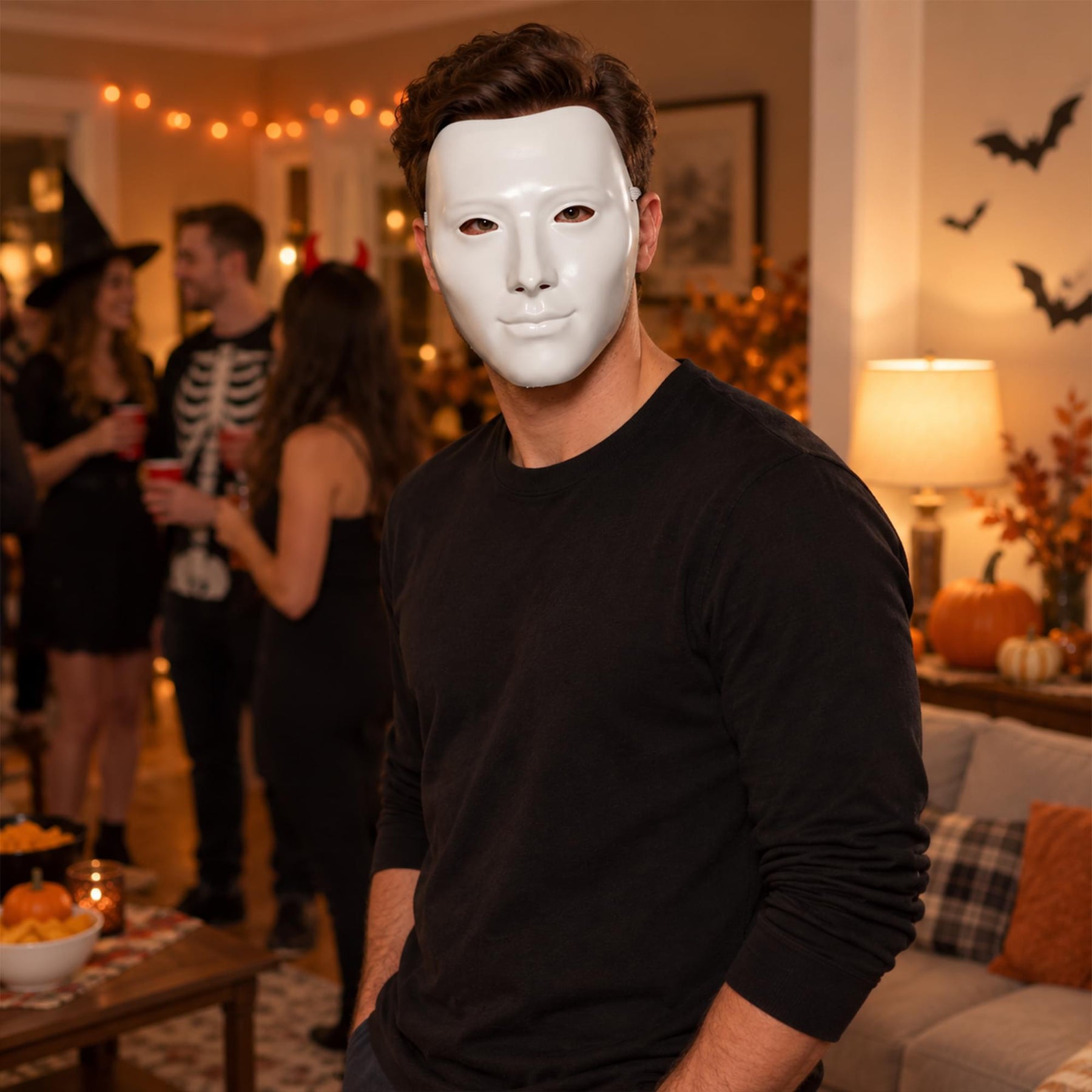 White Face Mask Adult Costume Accessory | One Size