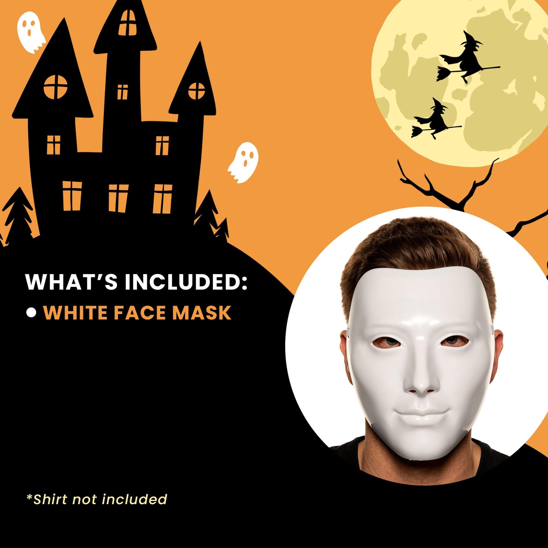 White Face Mask Adult Costume Accessory | One Size