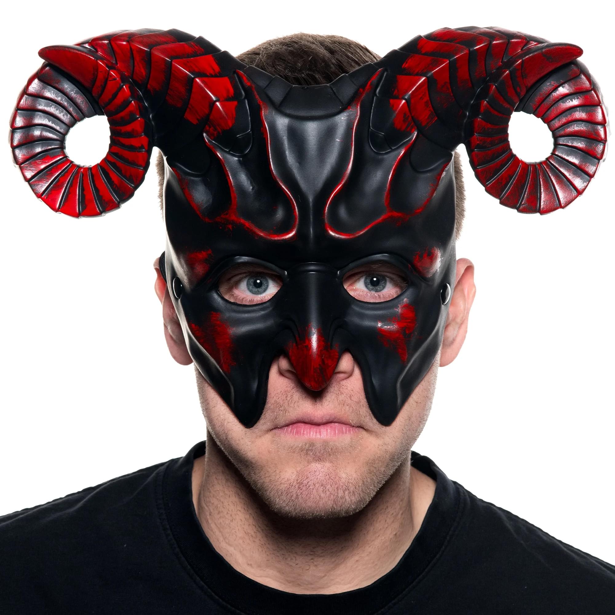 Black and Red Devil Mask Adult Costume Accessory | One Size