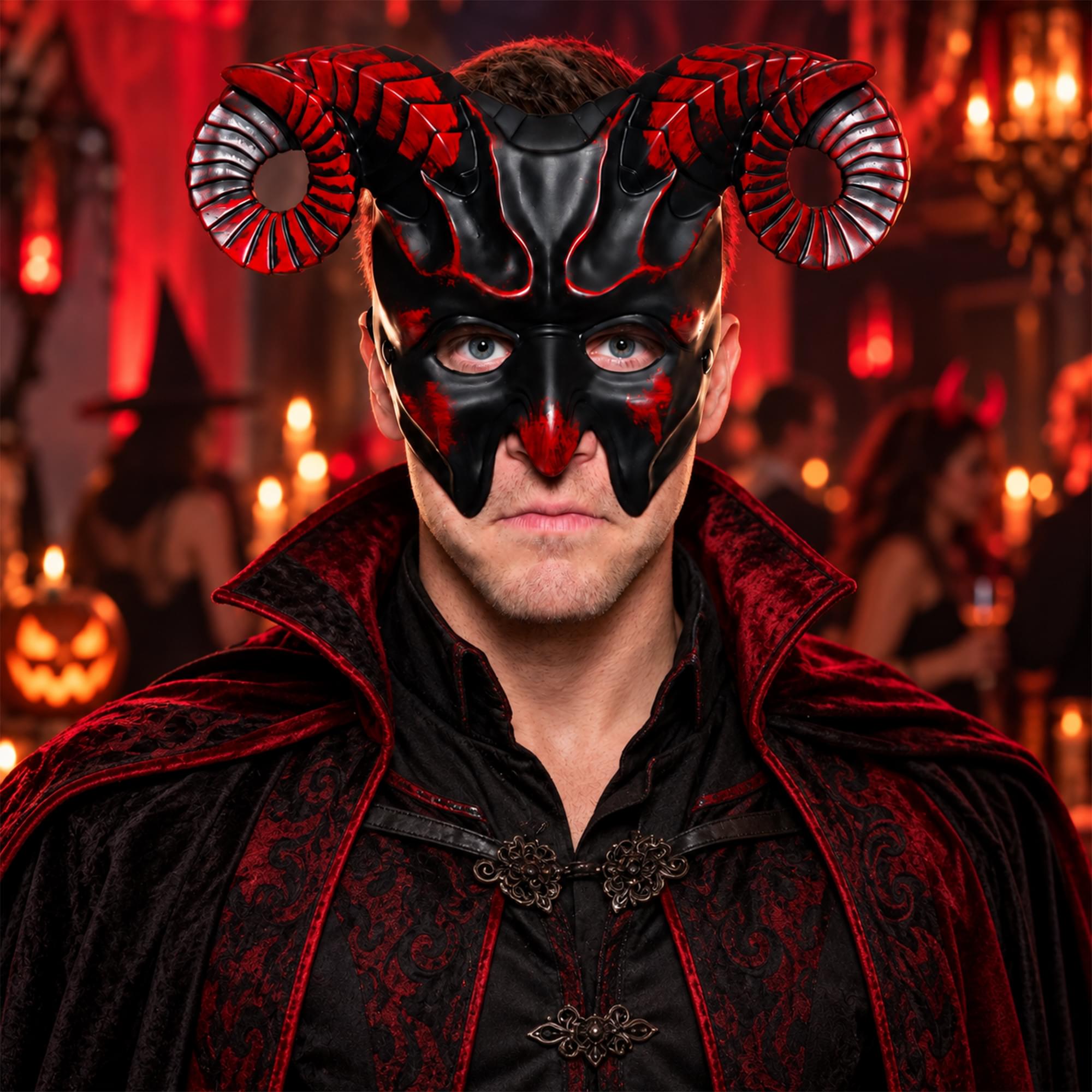 Black and Red Devil Mask Adult Costume Accessory | One Size