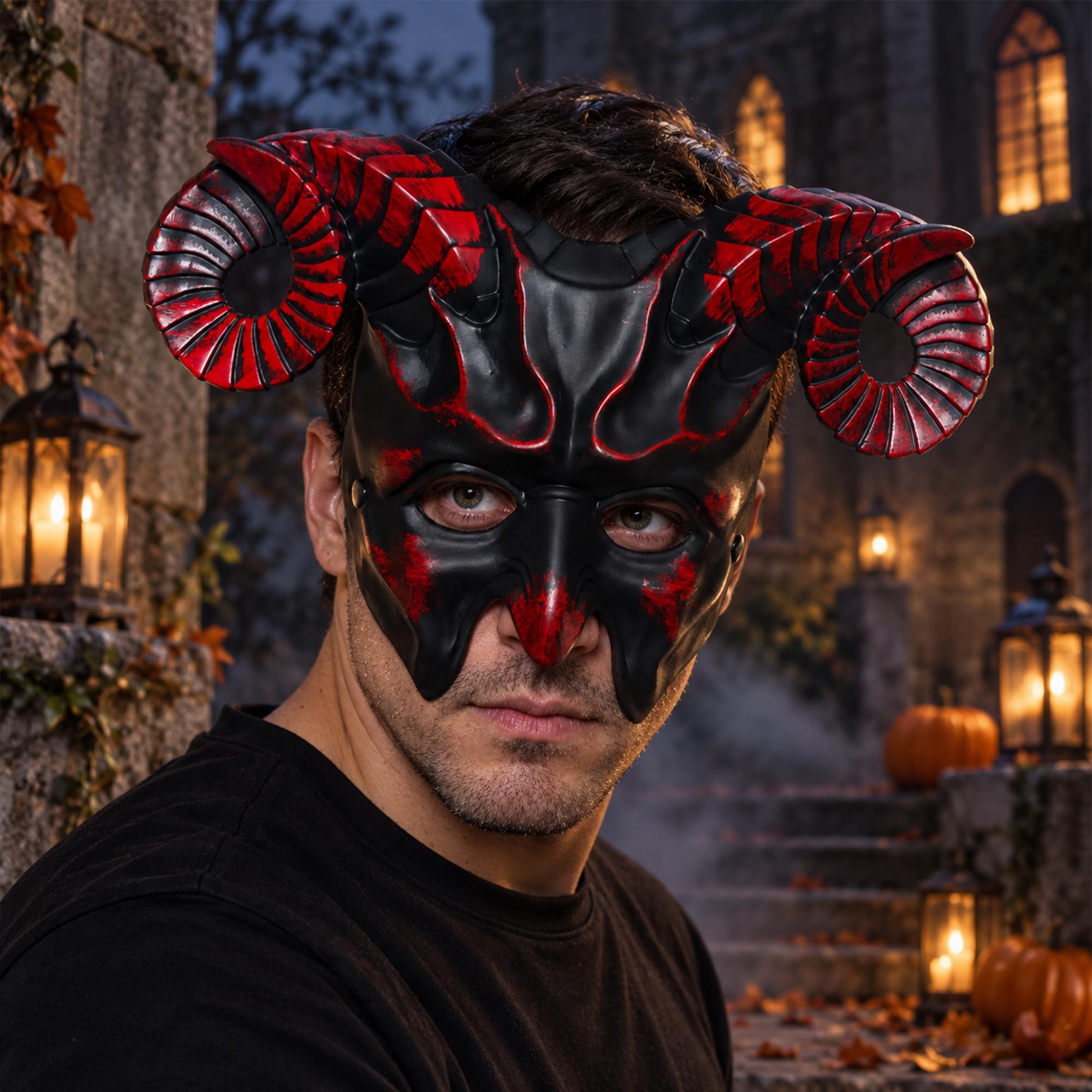 Black and Red Devil Mask Adult Costume Accessory | One Size