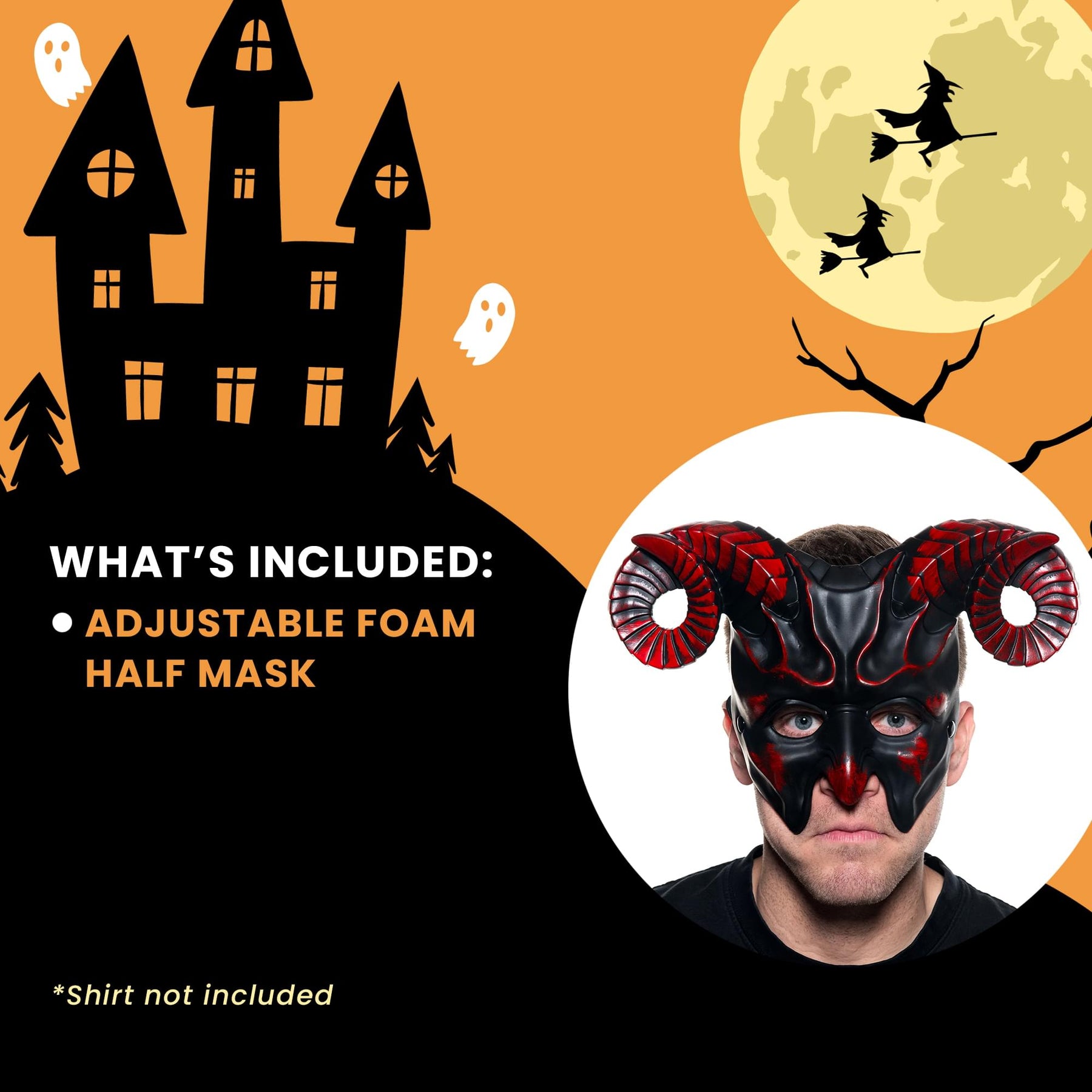 Black and Red Devil Mask Adult Costume Accessory | One Size