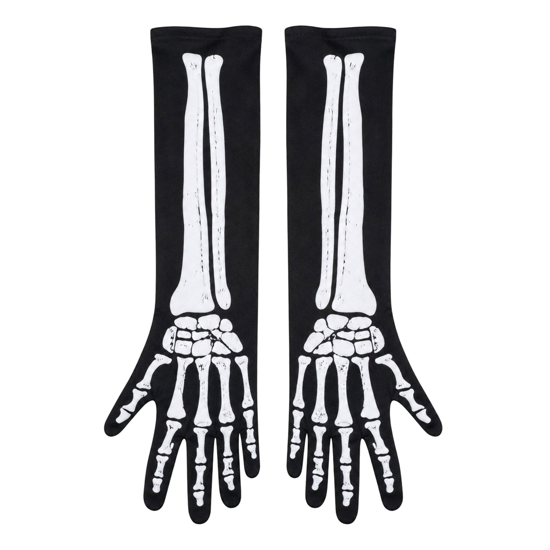 Double-Sided Skeleton Elbow Length Adult Costume Gloves | One Size