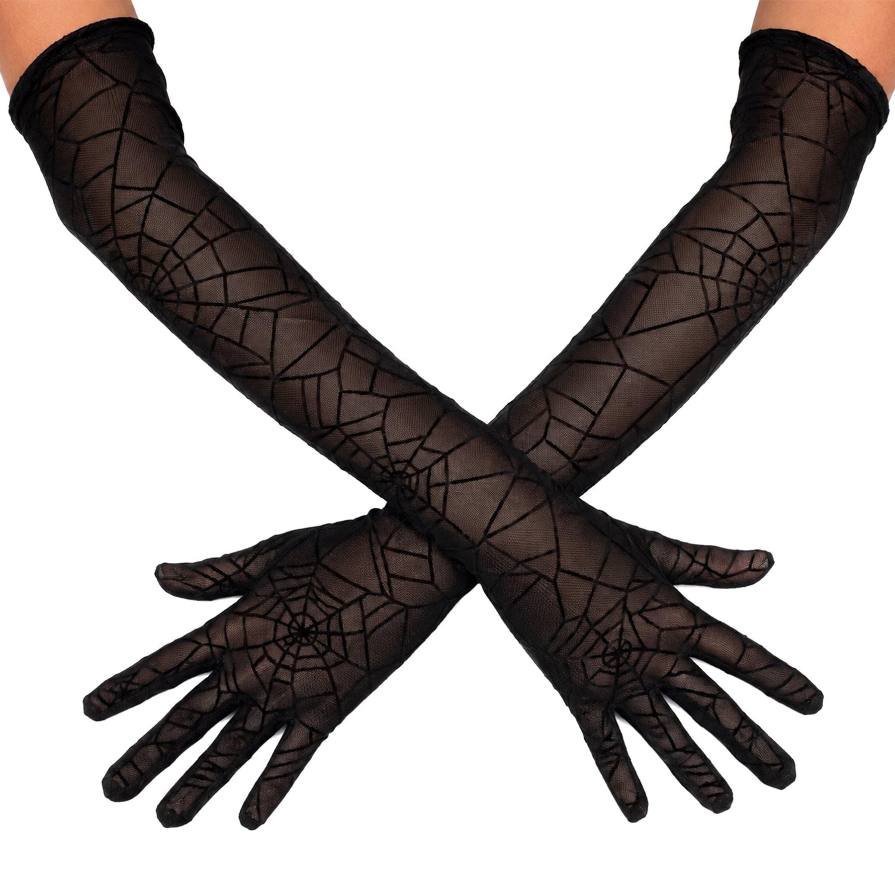Spiderweb Lace Elbow Length Adult Costume Gloves | One Size