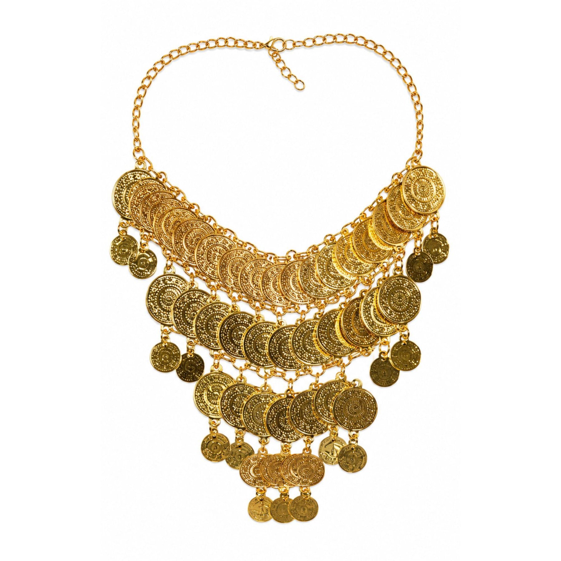 Gold Coin Necklace and Earrings Adult Costume Accessory Set