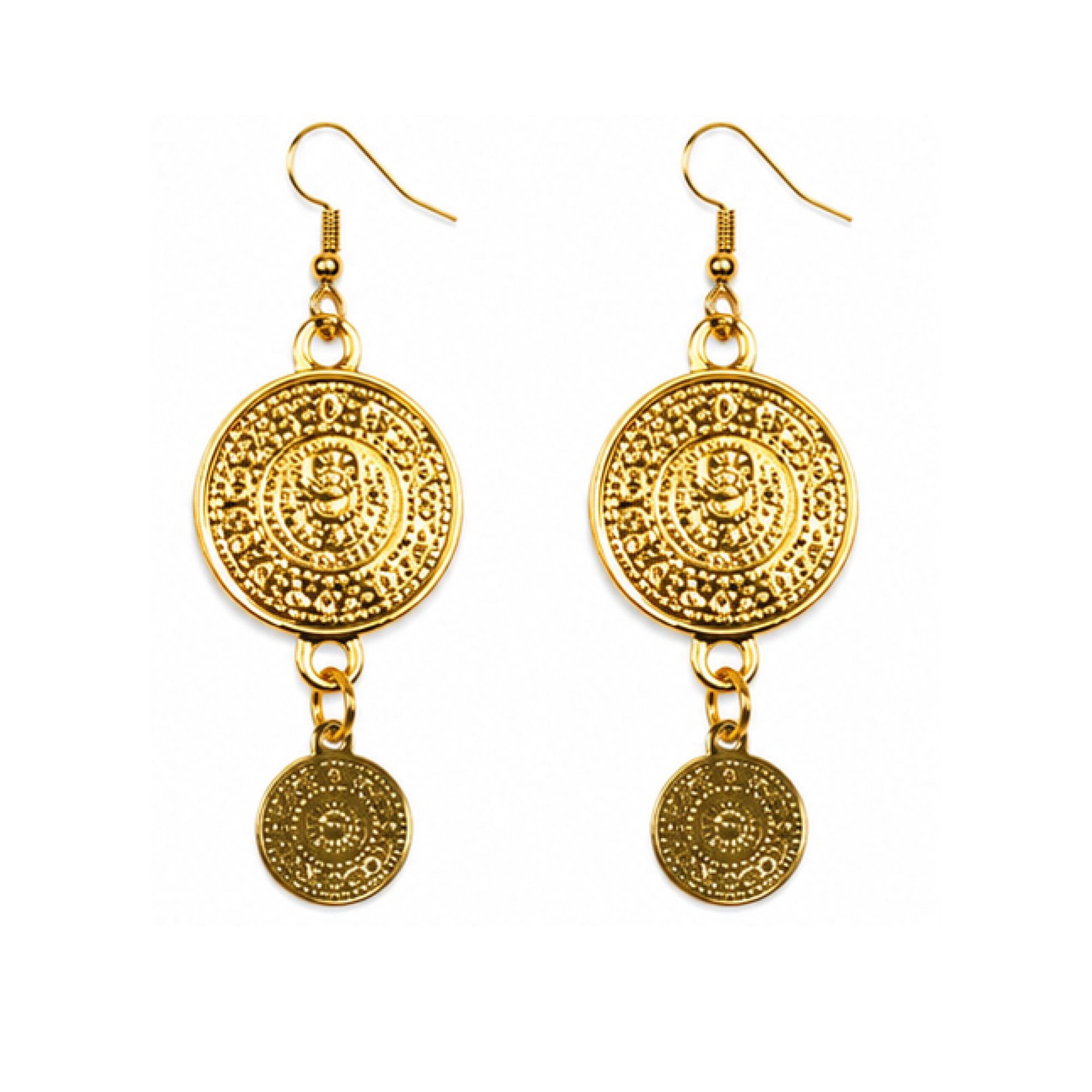 Gold Coin Necklace and Earrings Adult Costume Accessory Set
