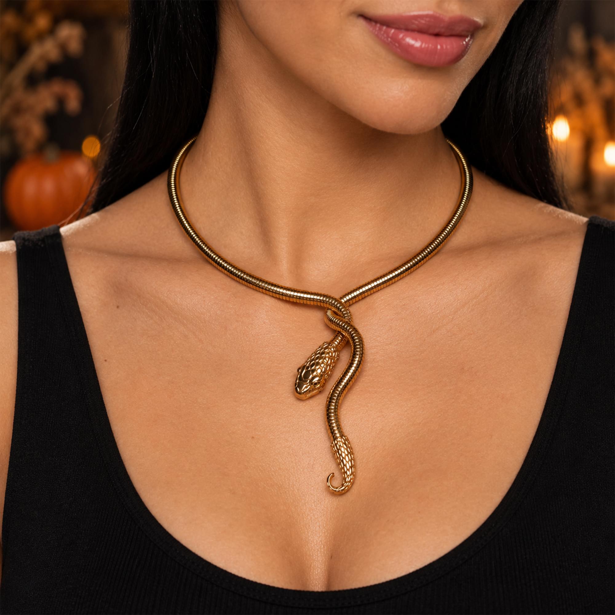 Gold Snake Necklace Adult Costume Accessory