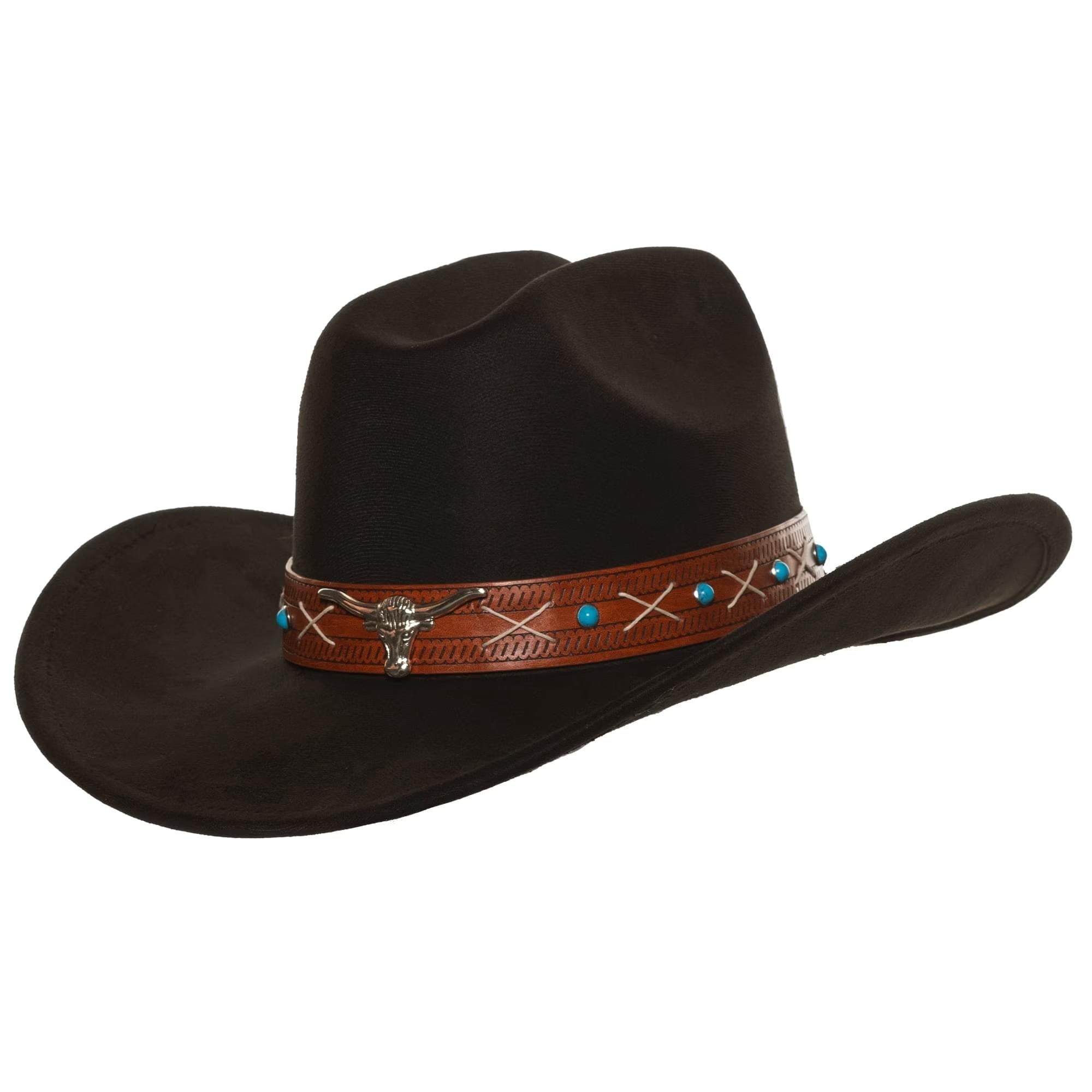 Cowboy Hat with Brown Leather Band Adult Costume Accessory | One Size