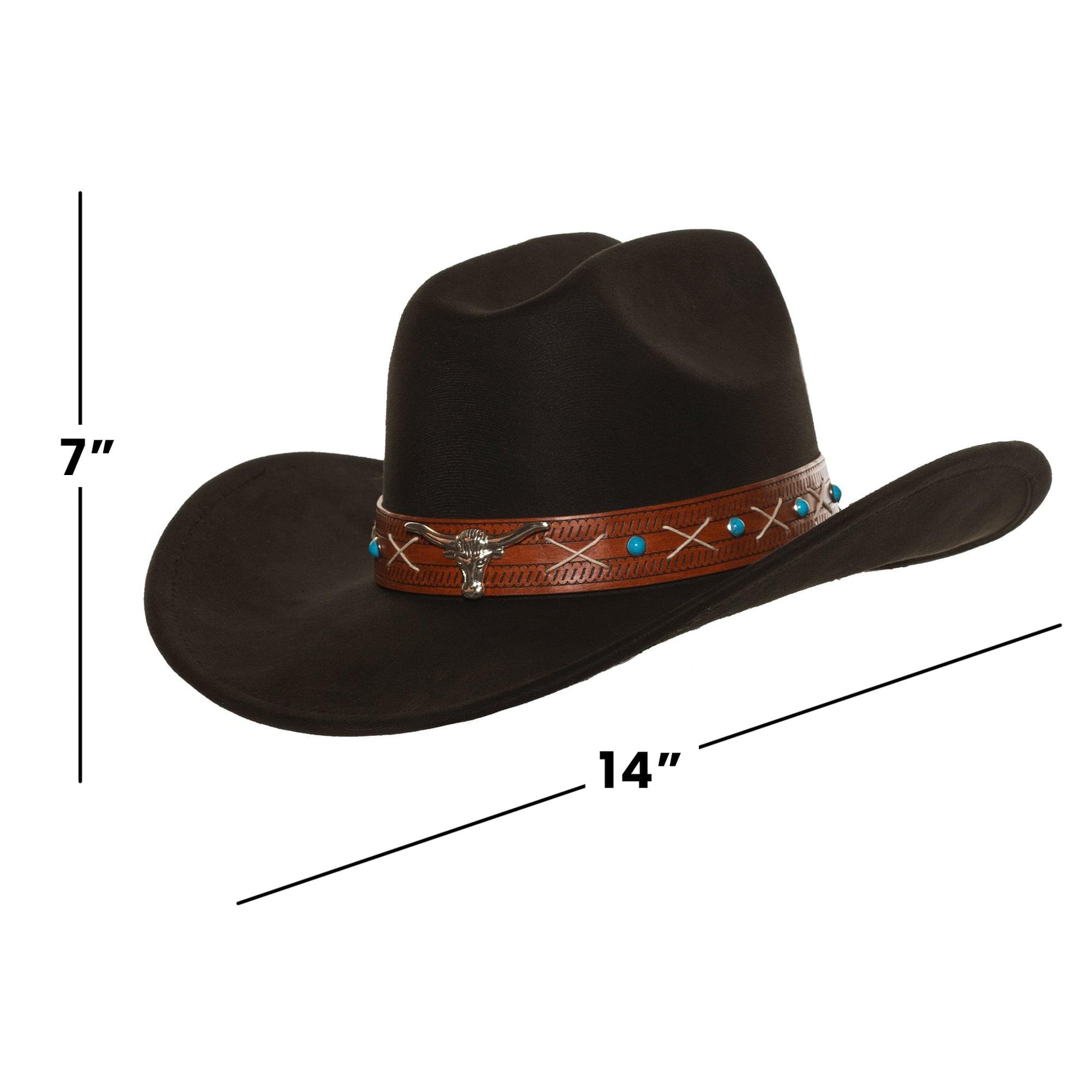 Cowboy Hat with Brown Leather Band Adult Costume Accessory | One Size