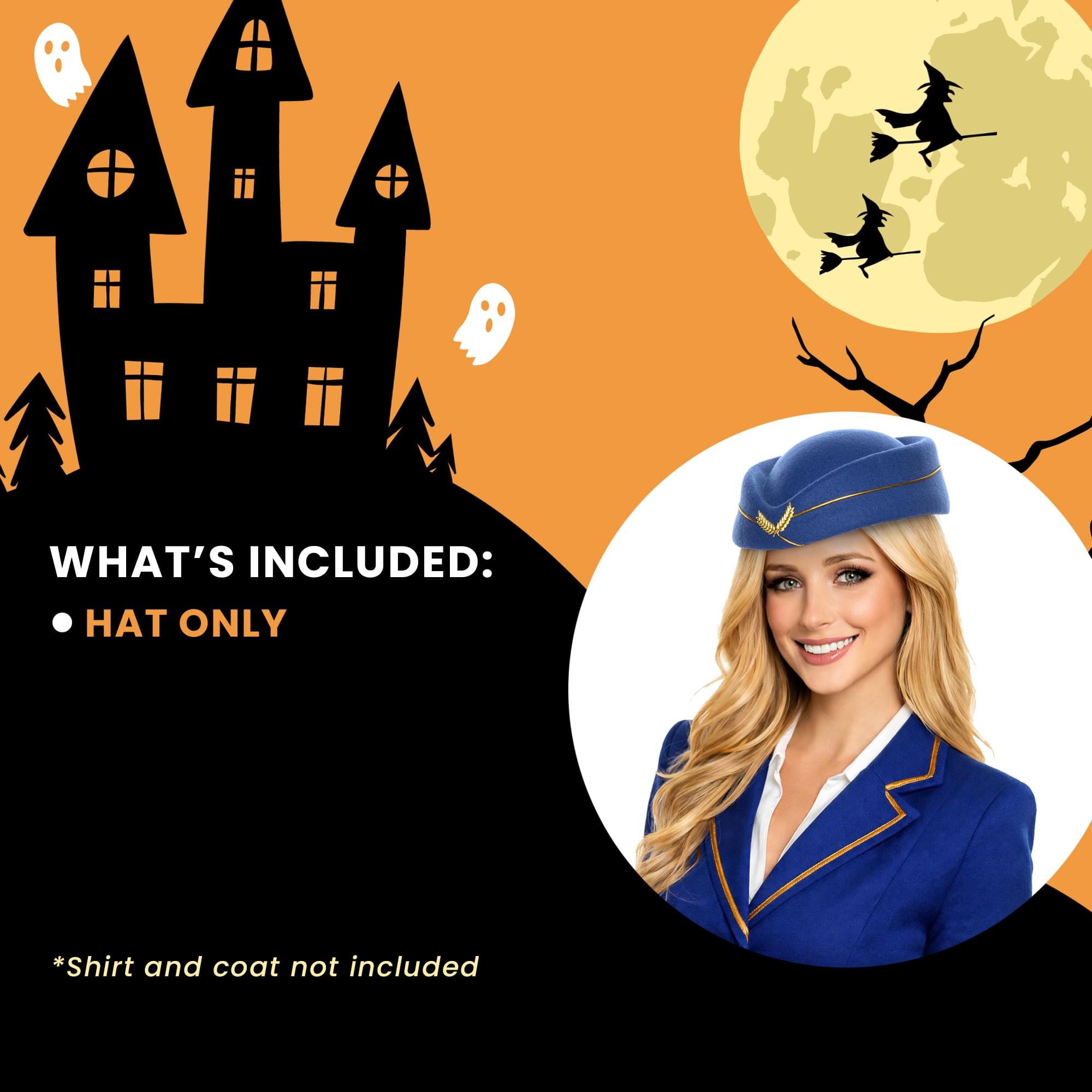 Blue Stewardess Hat Adult Costume Accessory | One Size