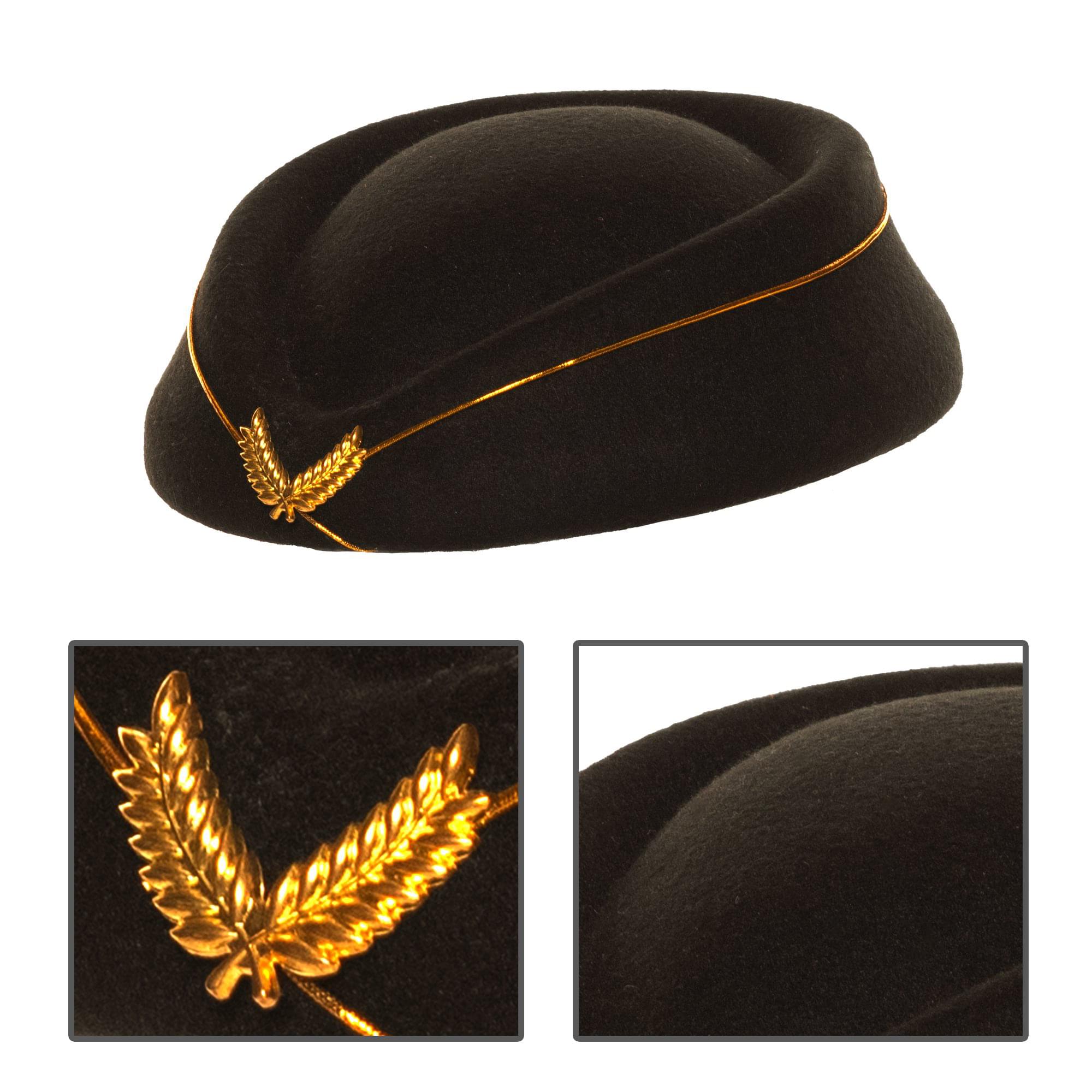 Black Stewardess Hat Adult Costume Accessory | One Size