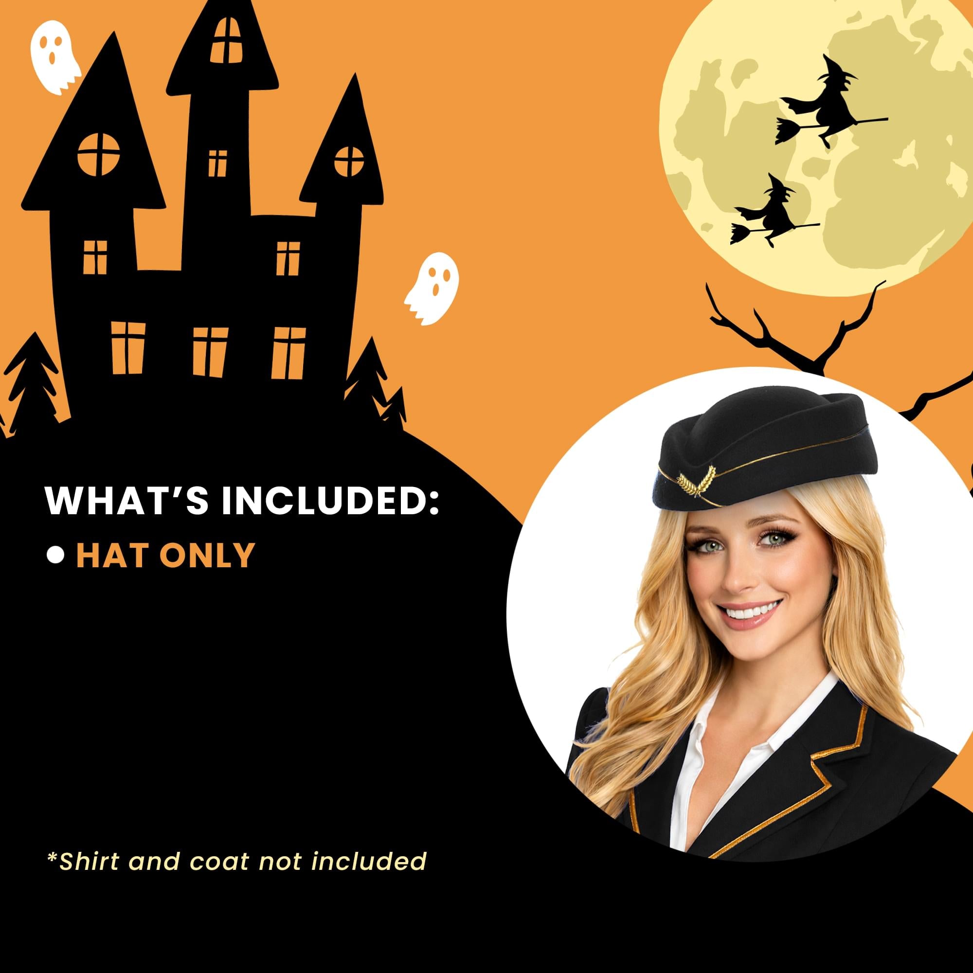 Black Stewardess Hat Adult Costume Accessory | One Size