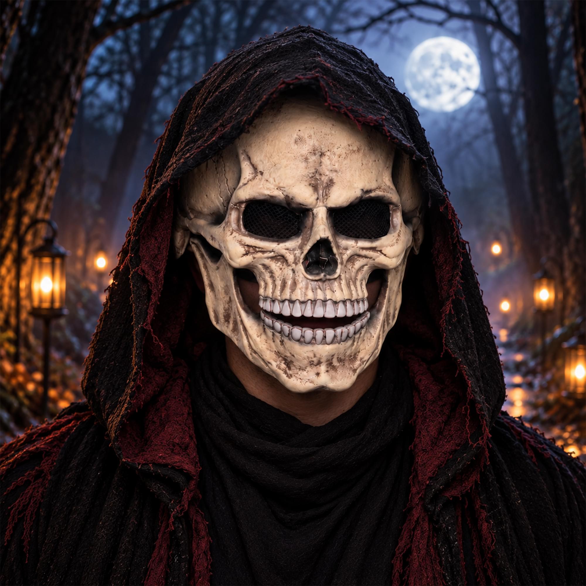 Skull Mask with Moving Mouth Adult Costume Accessory | One Size