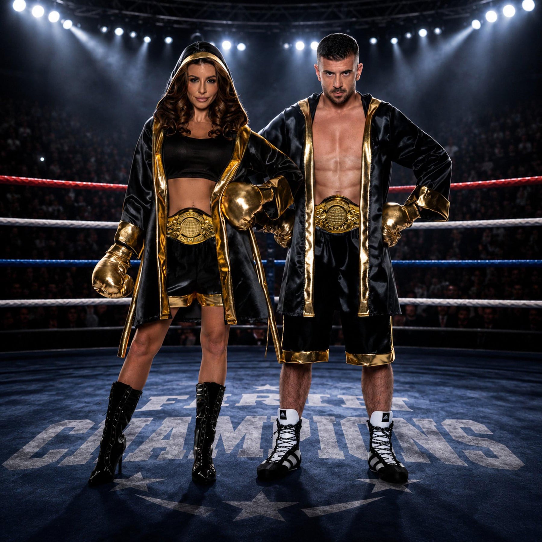 Gold Boxing Gloves Adult Costume Accessory | One Size