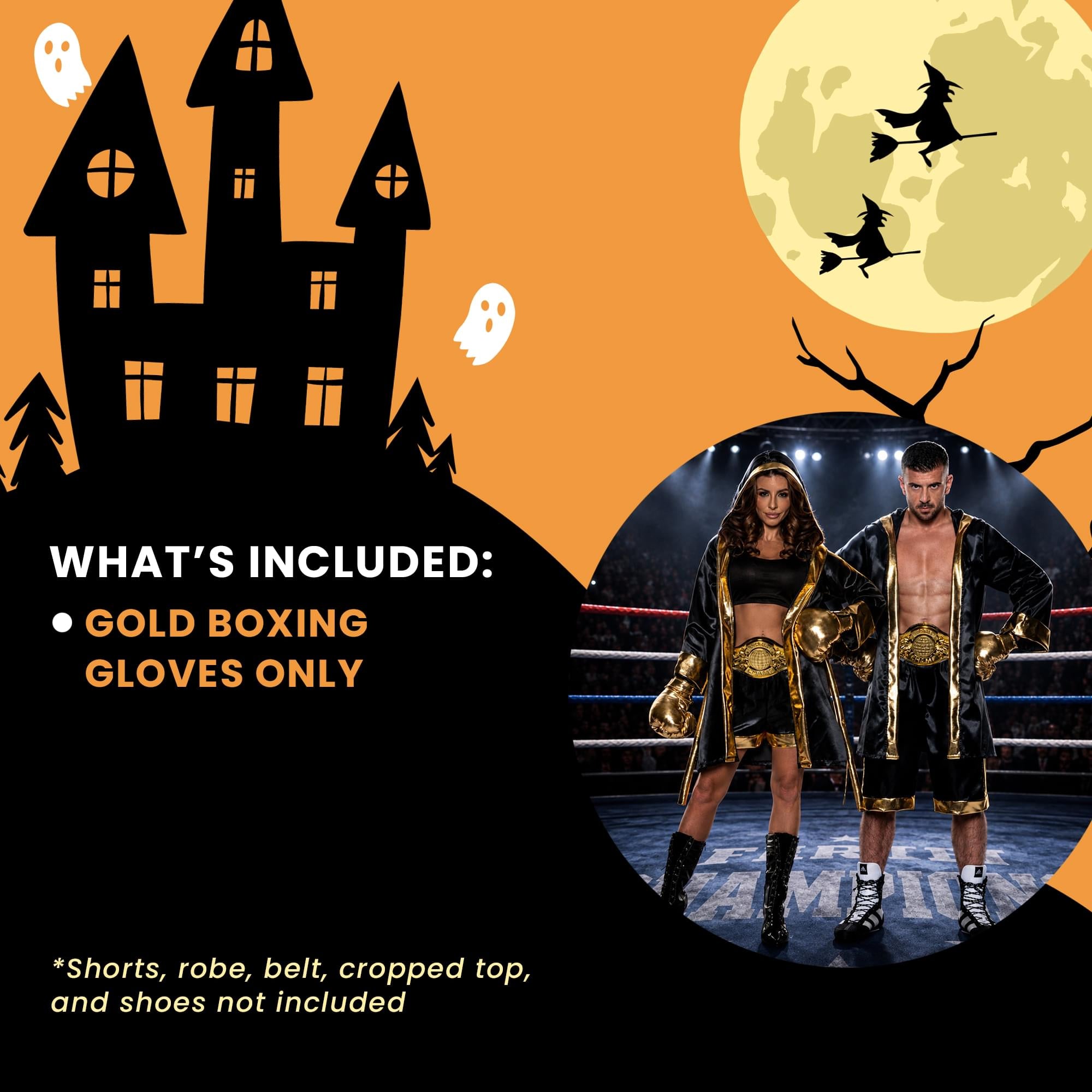 Gold Boxing Gloves Adult Costume Accessory | One Size