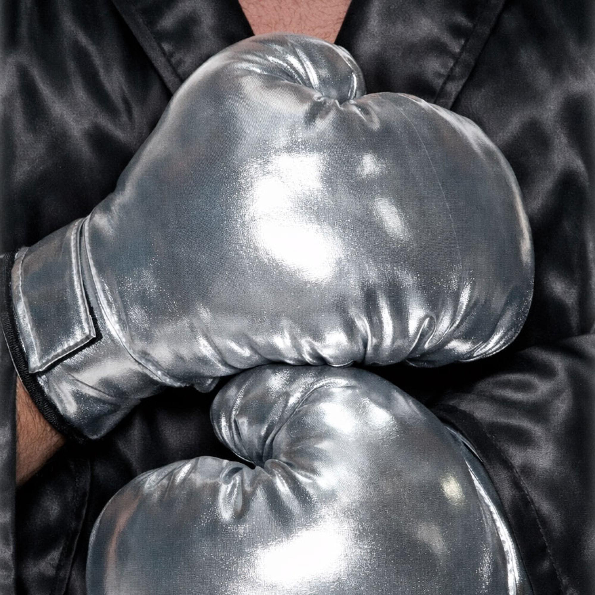 Silver Boxing Gloves Adult Costume Accessory | One Size