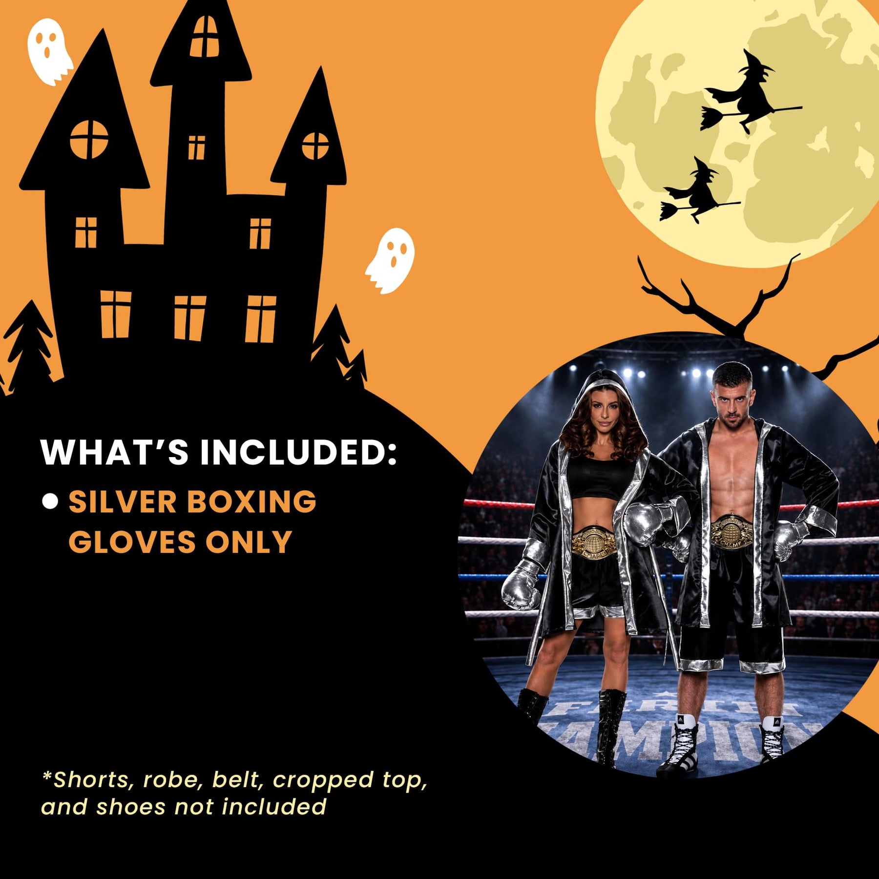 Silver Boxing Gloves Adult Costume Accessory | One Size