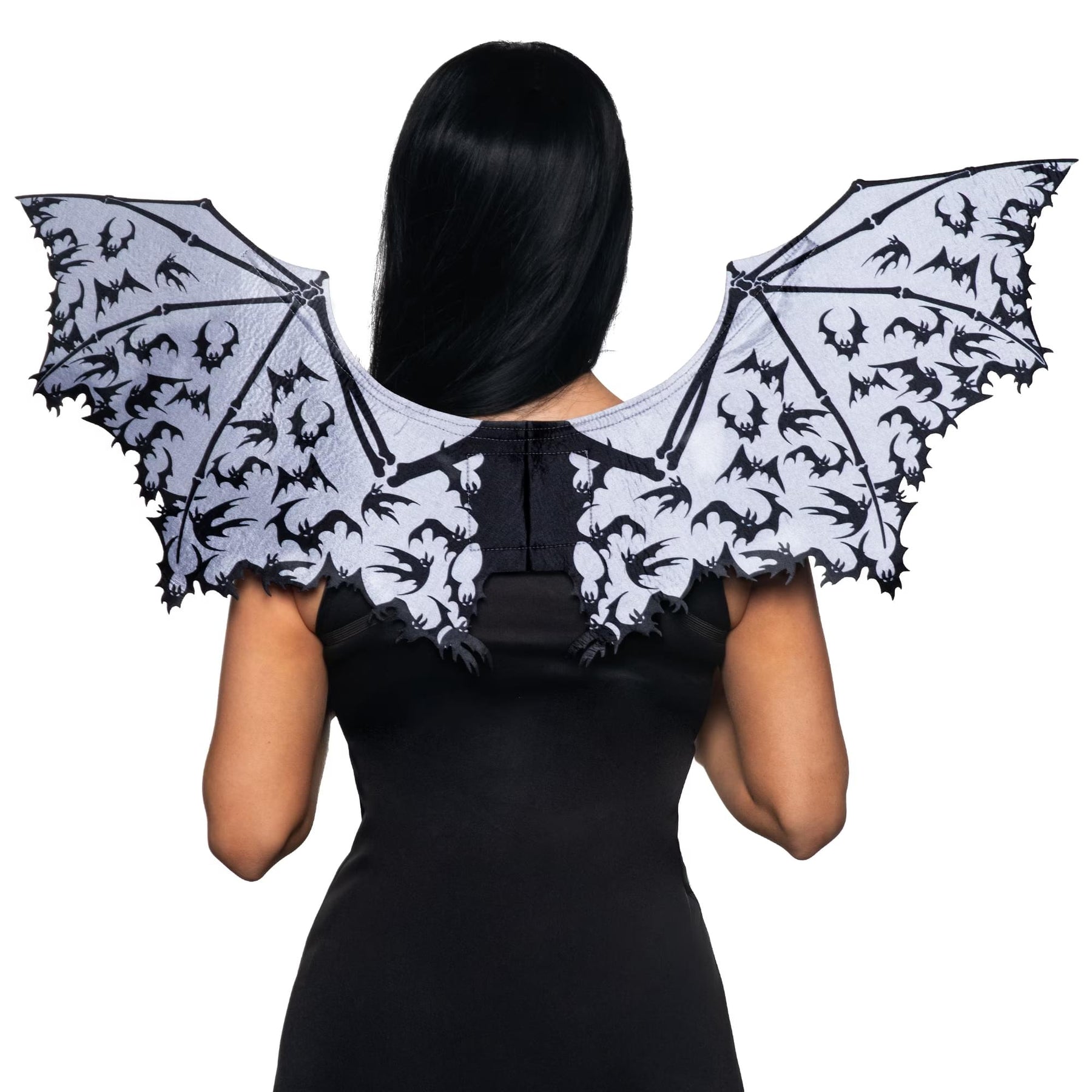 Silver Bat Wings with Bat Print Adult Costume Accessory | One Size