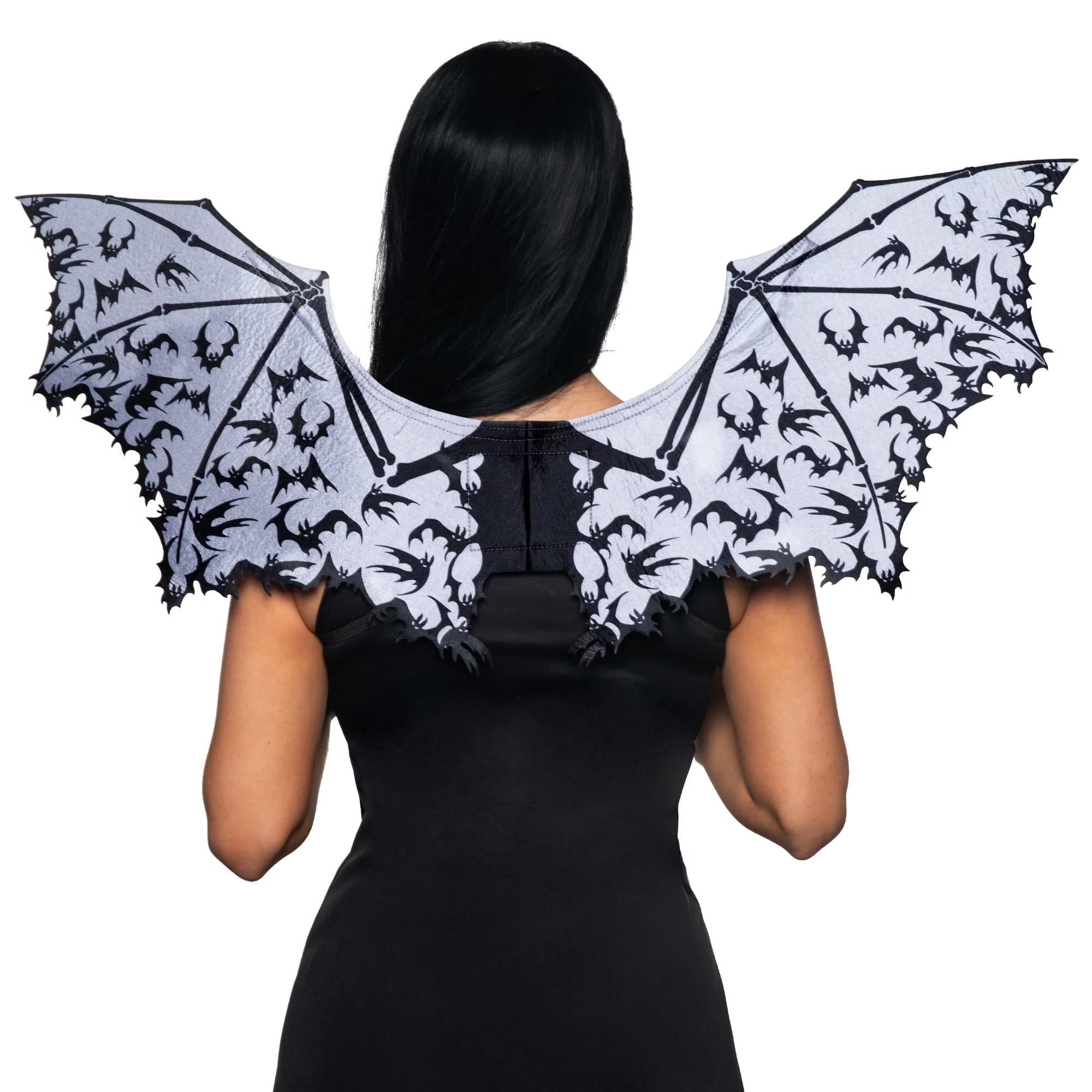 Silver Bat Wings with Bat Print Adult Costume Accessory | One Size