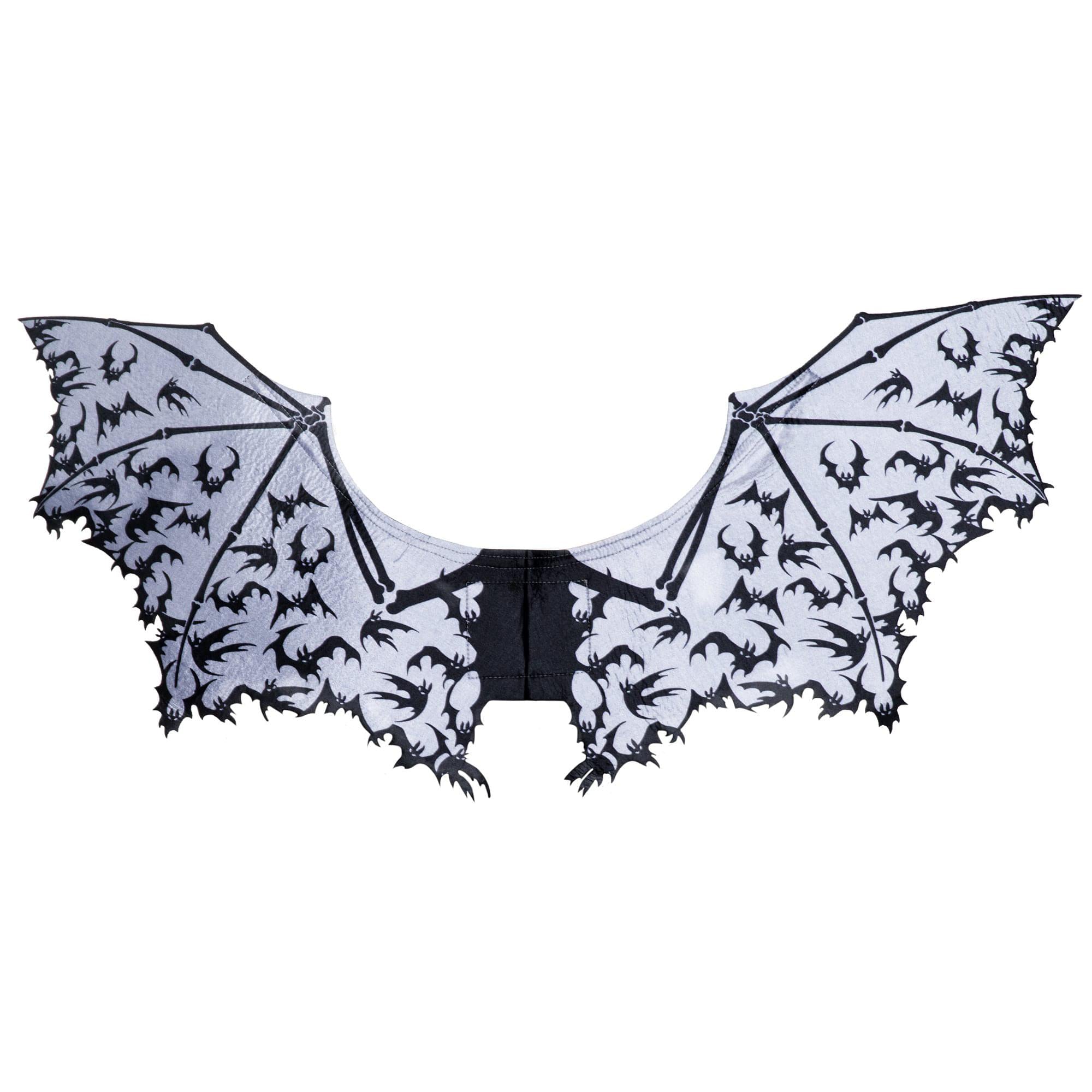 Silver Bat Wings with Bat Print Adult Costume Accessory | One Size