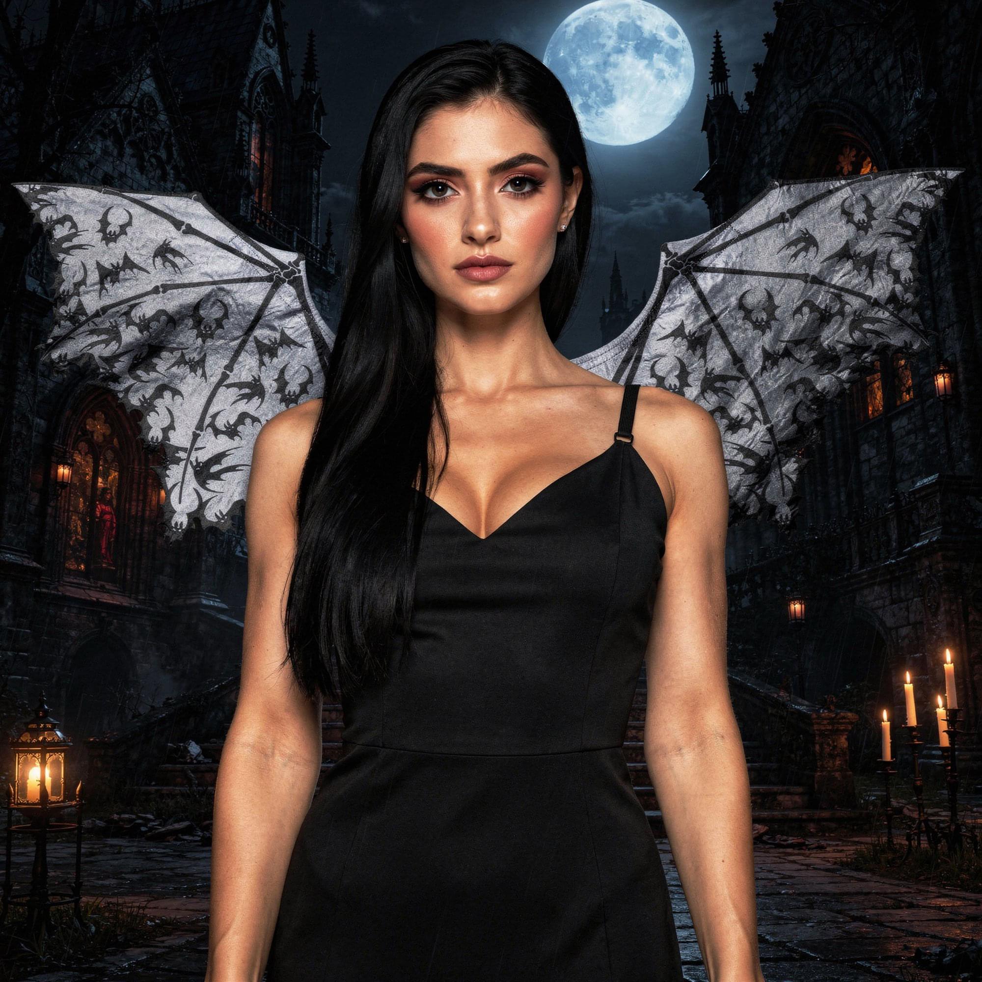 Silver Bat Wings with Bat Print Adult Costume Accessory | One Size