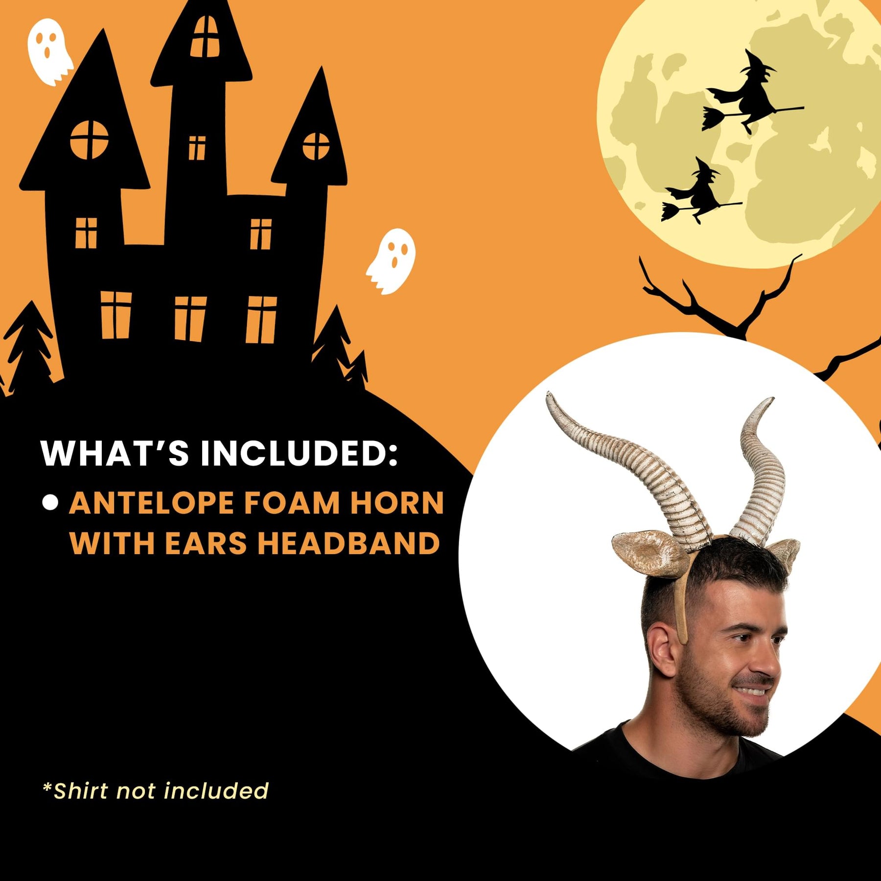Antelope Foam Horn with Ears Adult Costume Headband | One Size