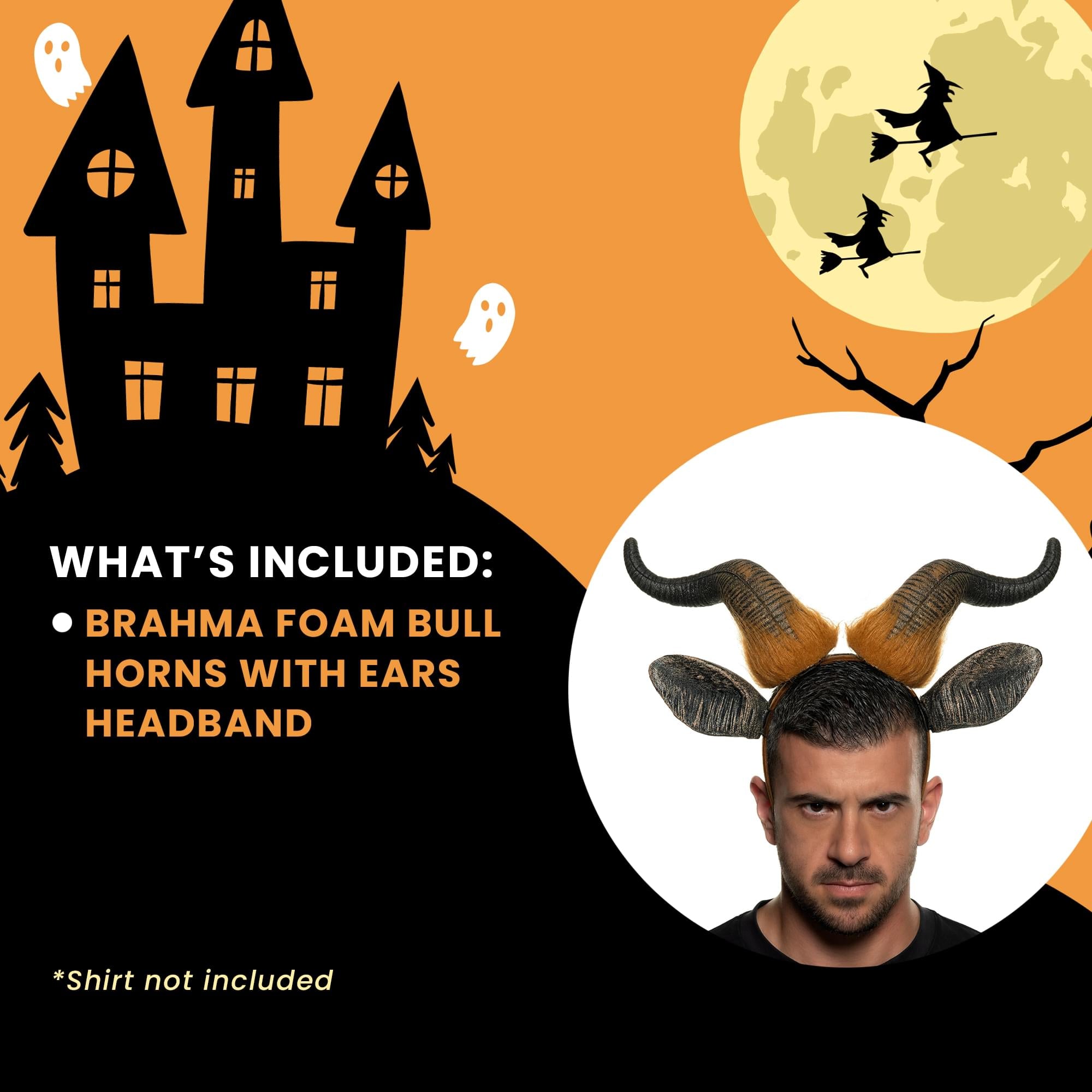 Foam Bull Horns with Ears Adult Costume Headband | One Size
